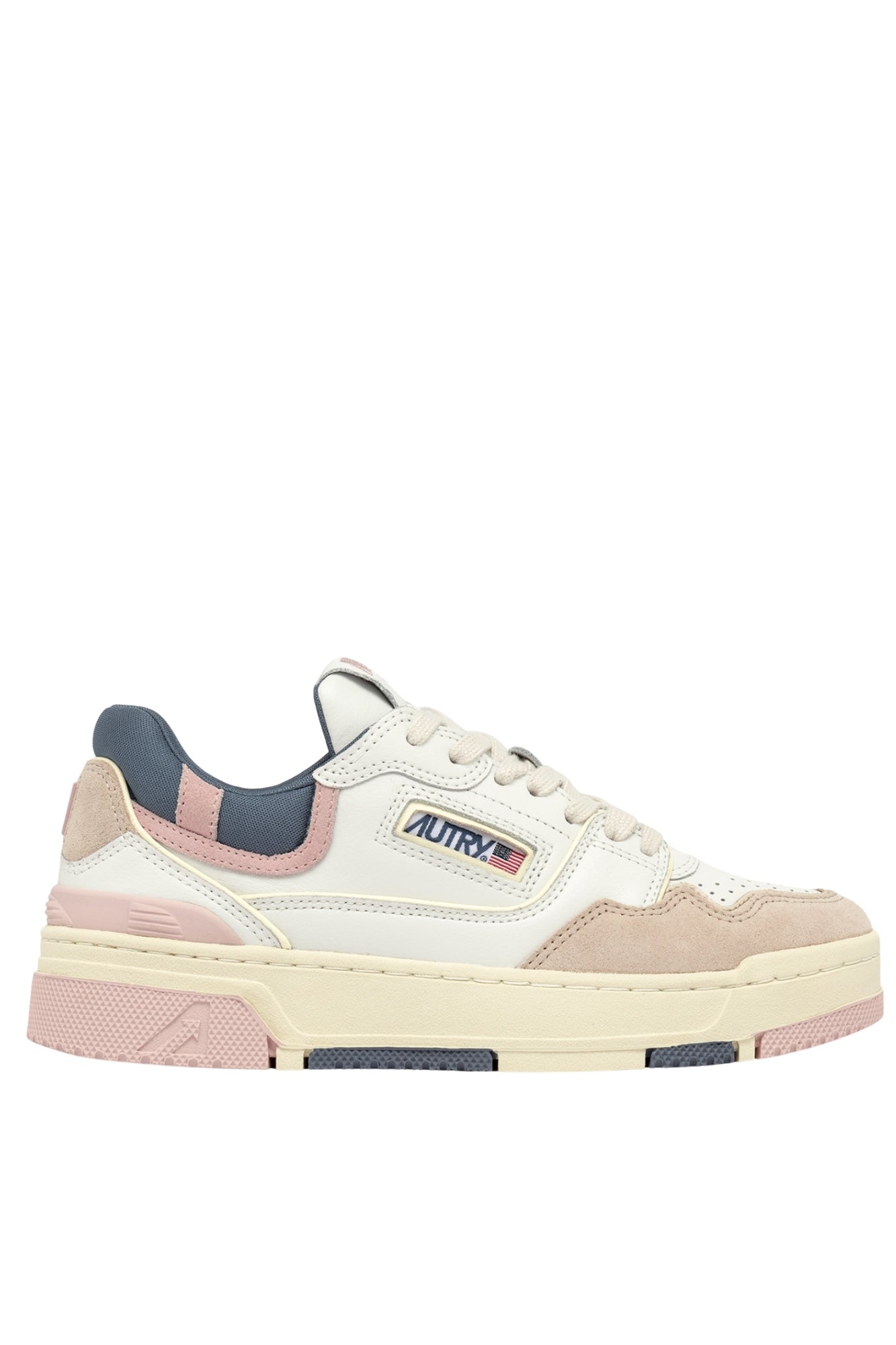 CLC LOW SNEAKERS IN WHITE AND PEACH WHIP LEATHER SUEDE