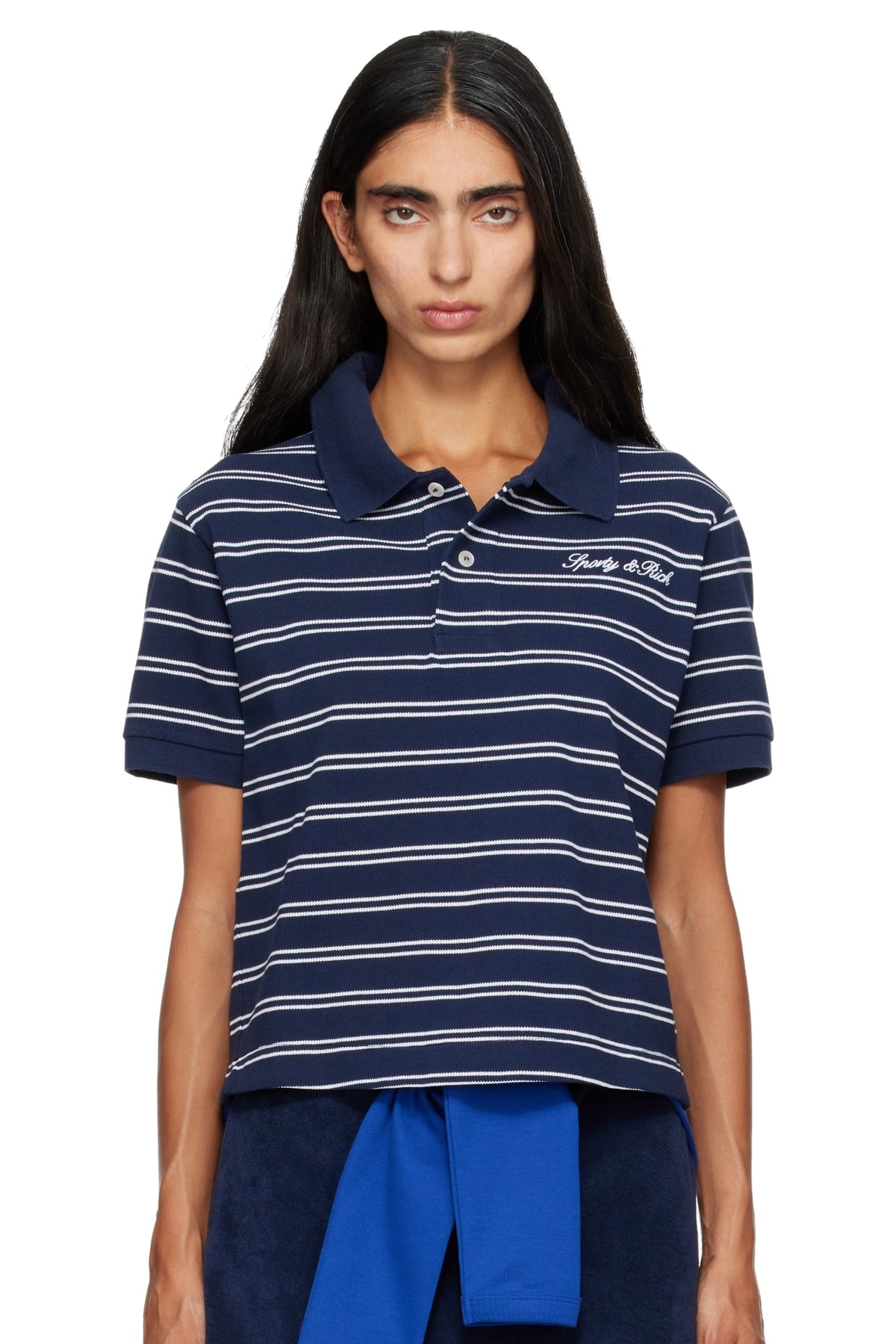 SIGNATURE LOGO POLO IN DARK NAVY AND WHITE
