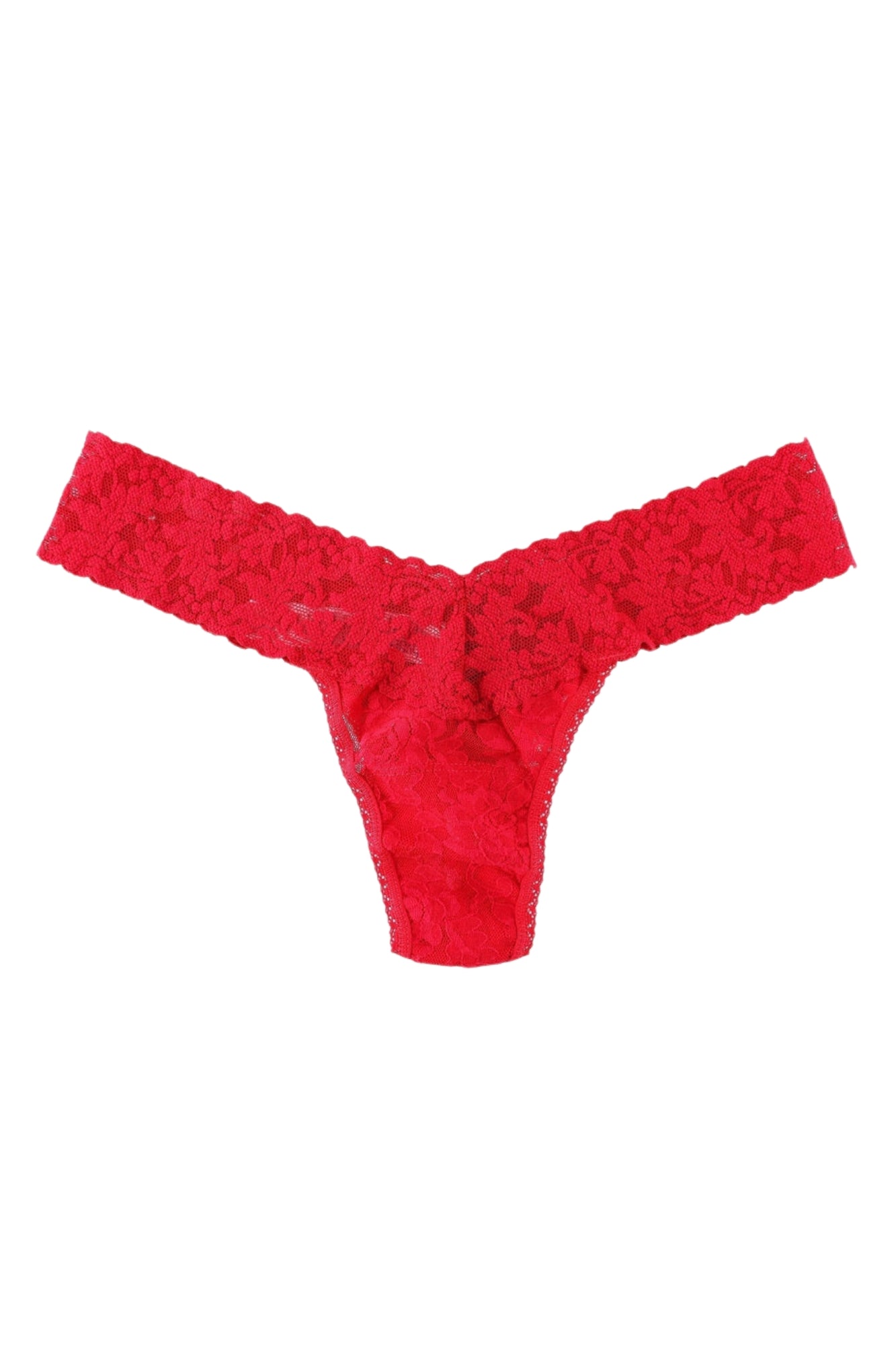 RED SIGNATURE LACE LOWRISE THONG WRAPPED
