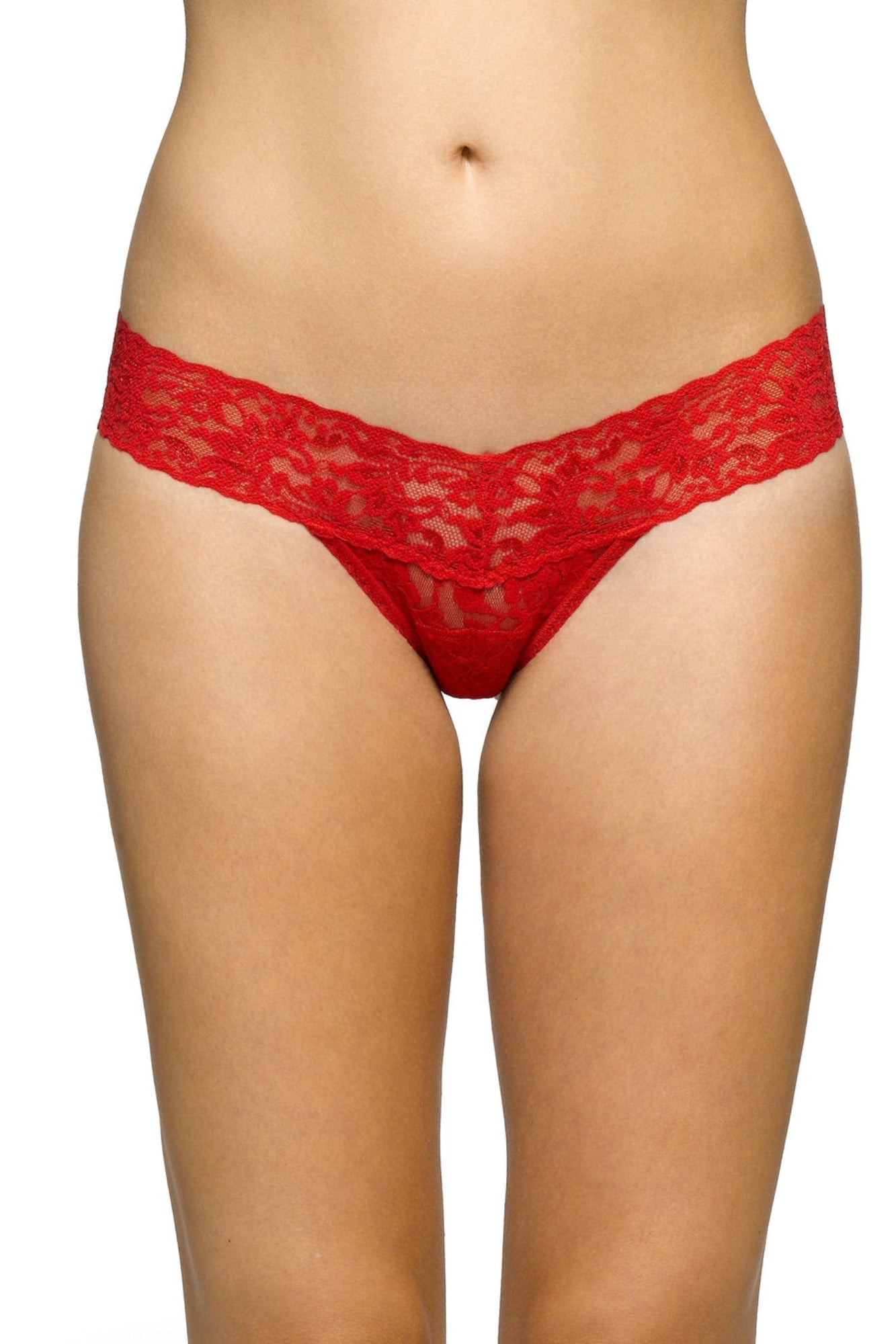 RED SIGNATURE LACE LOWRISE THONG WRAPPED