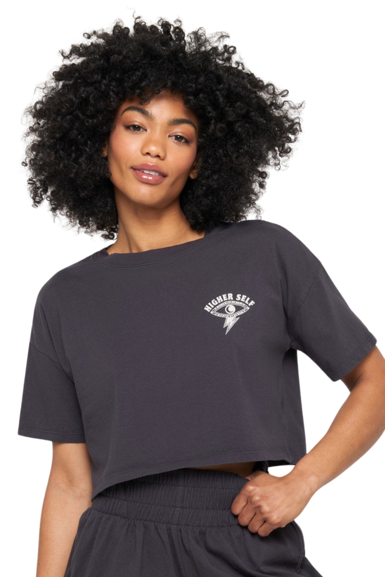 ELEVATED EYE KAYLEE CROP VINTAGE BLACK TEE