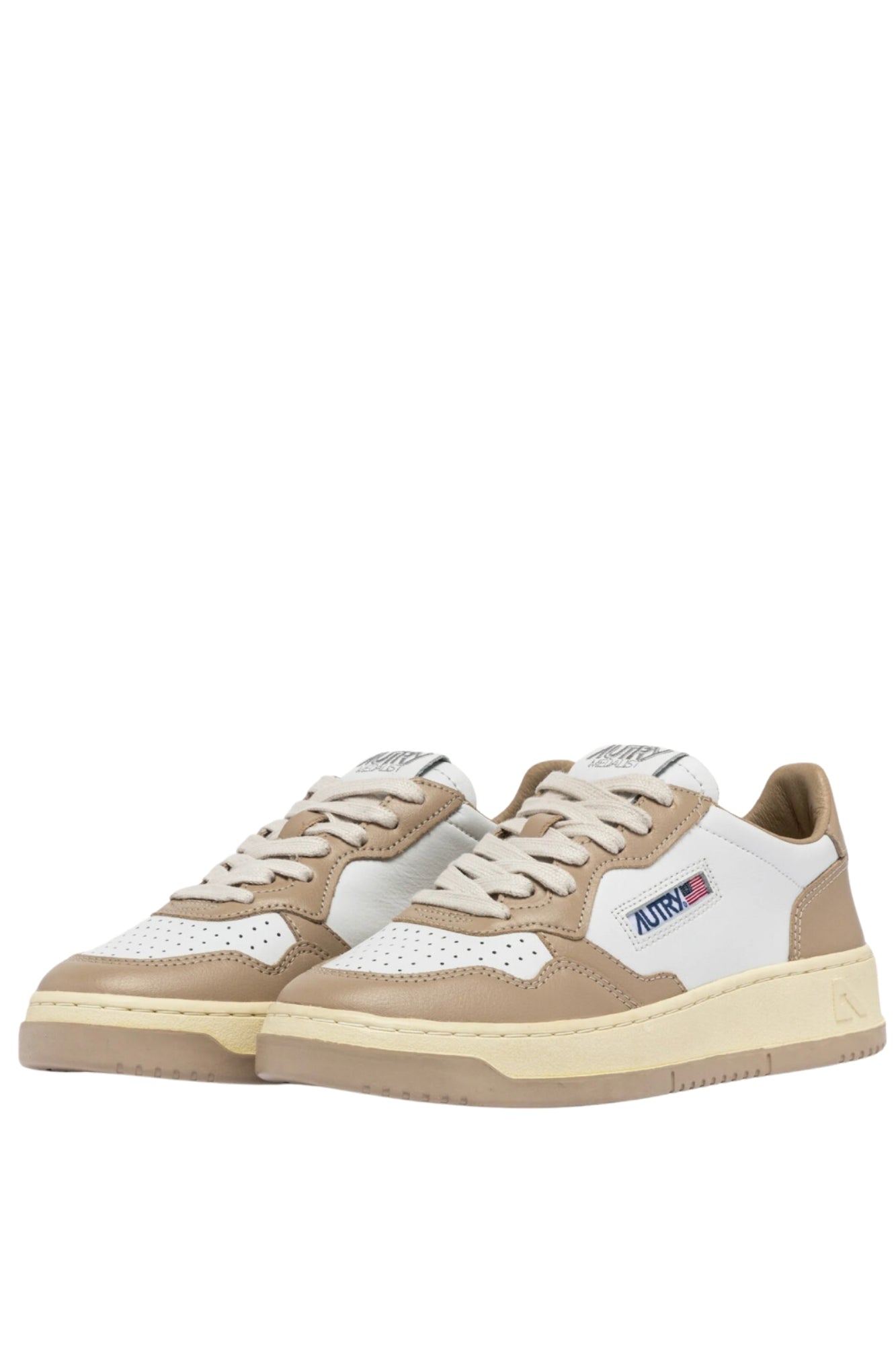 MEDALIST LOW BICOLOR SNEAKERS IN WHITE AND PEPPER LEATHER