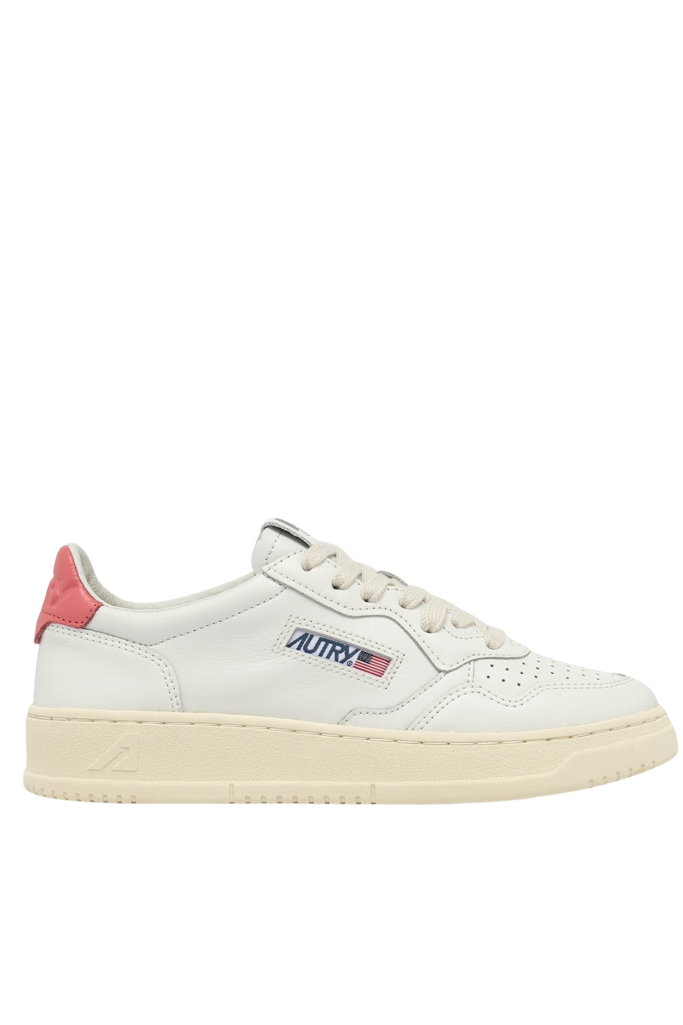 MEDALIST LOW SNEAKERS IN WHITE AND TEAROSE LEATHER