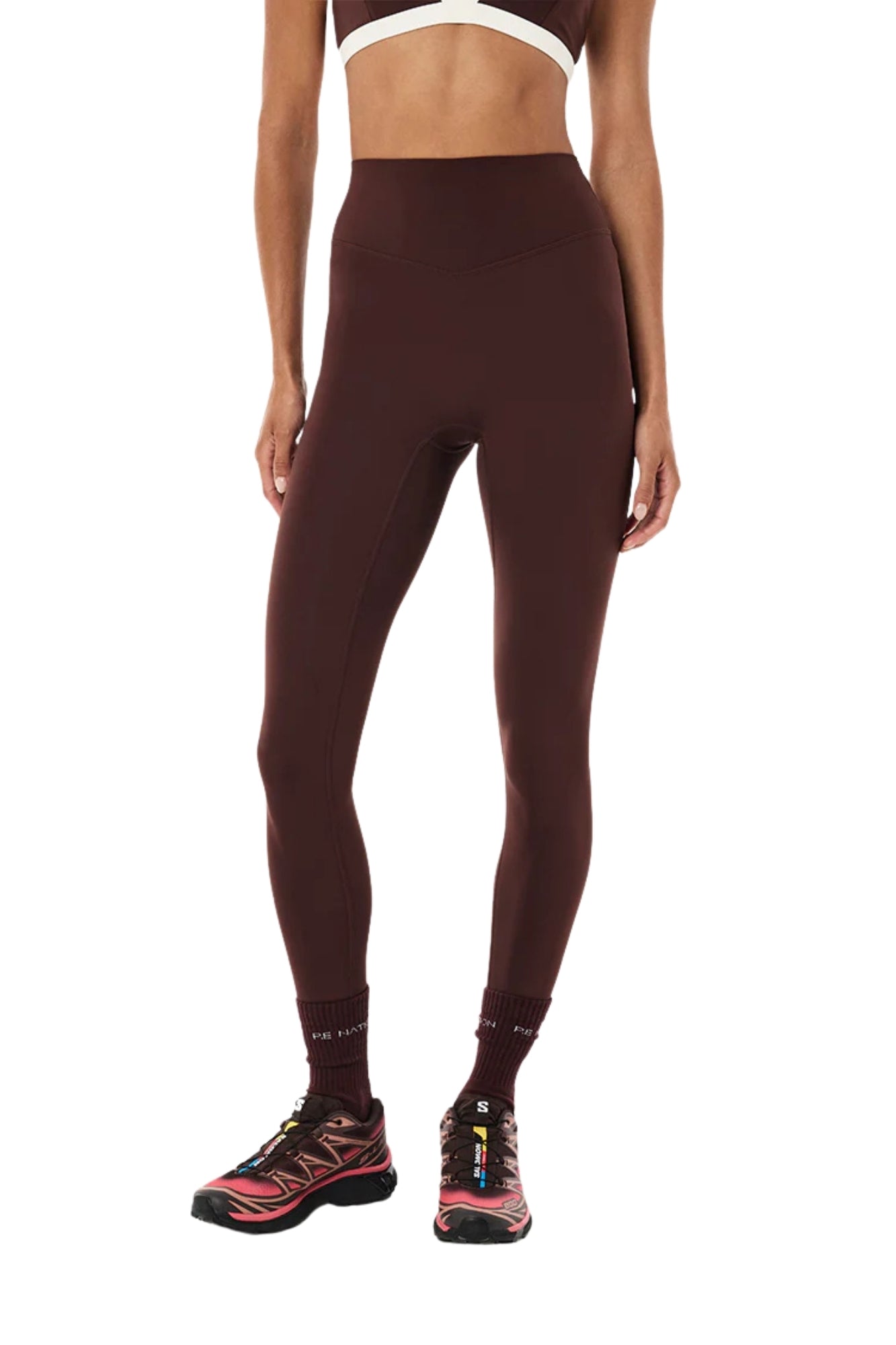SIGNATURE FULL LENGTH LEGGING IN MAHOGANY AND WHISPER WHITE