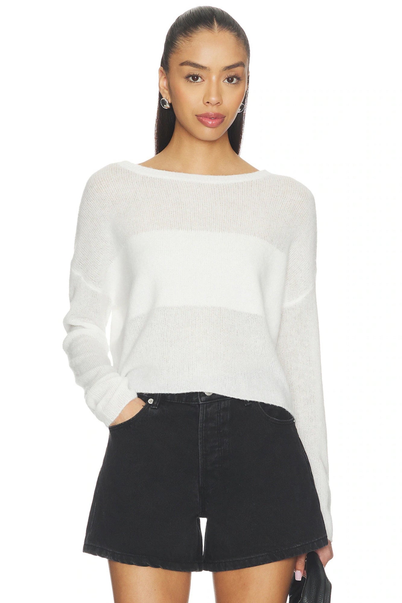 BENFORD ILLUSION SWEATER IN SOFT WHITE