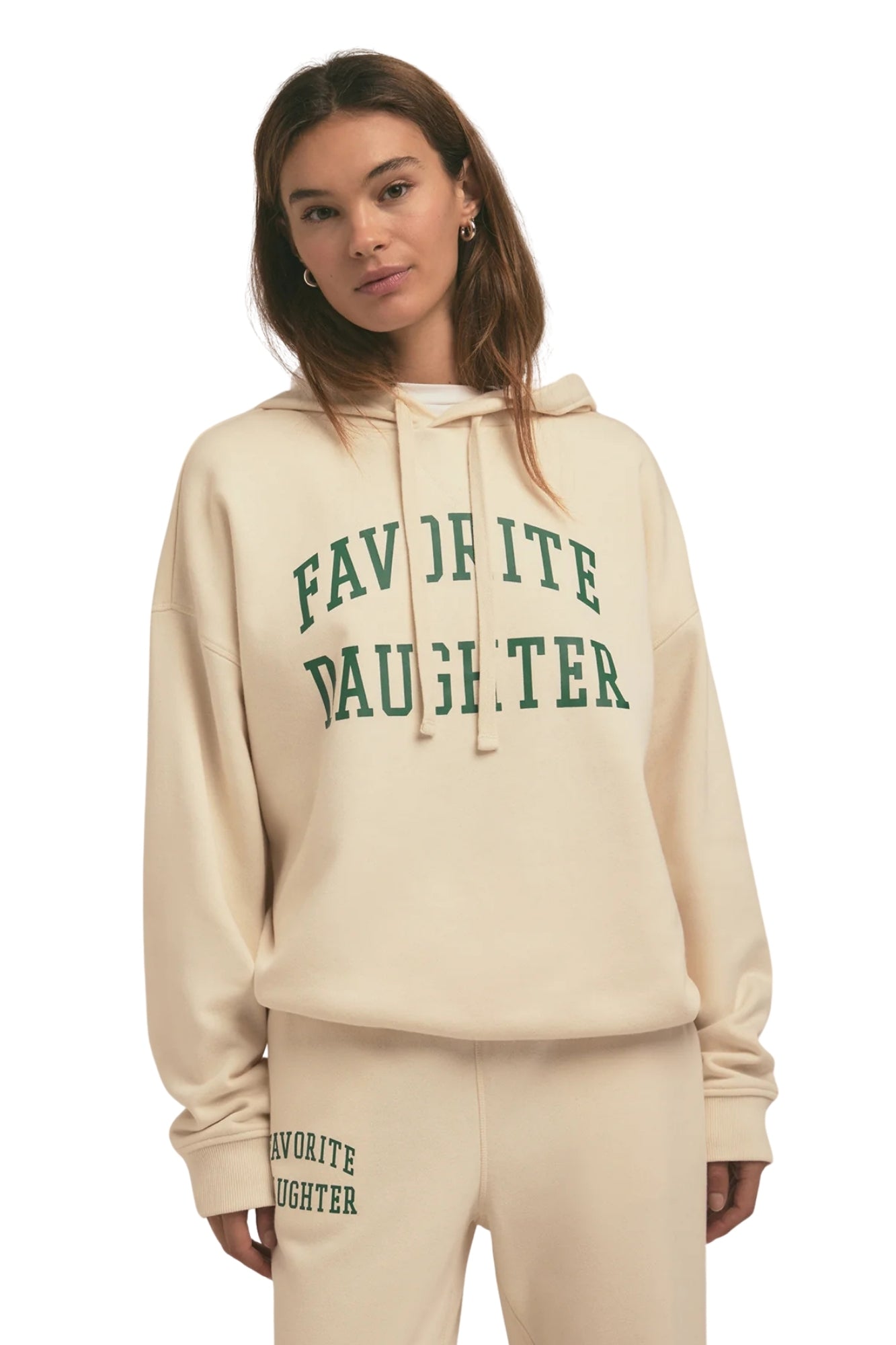 FAVORITE DAUGHTER LOGO IVORY HOODIE
