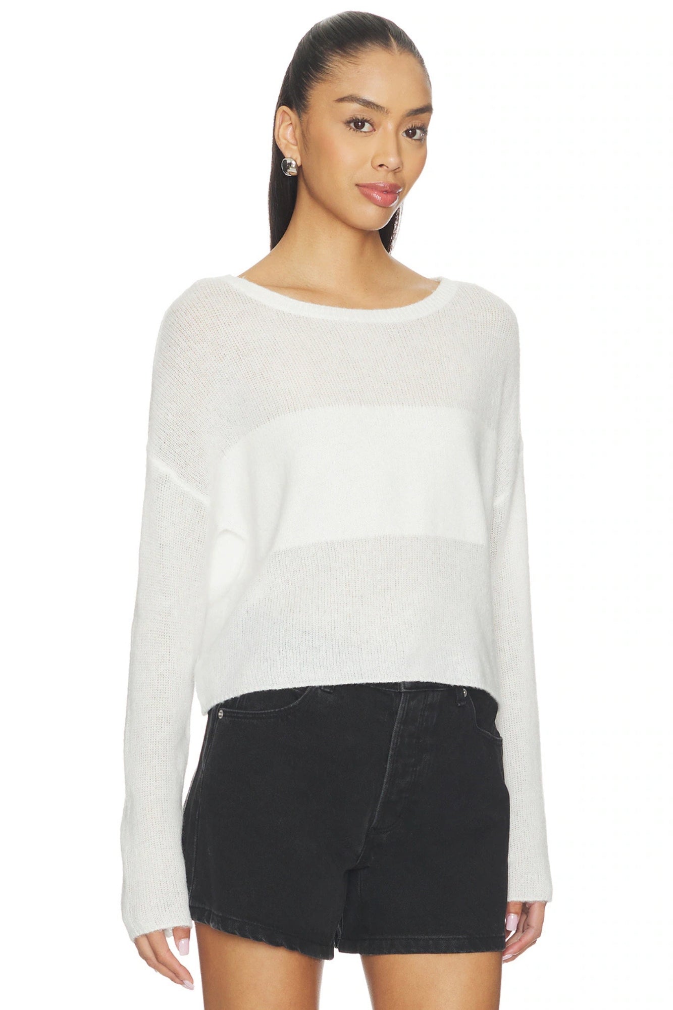 BENFORD ILLUSION SWEATER IN SOFT WHITE
