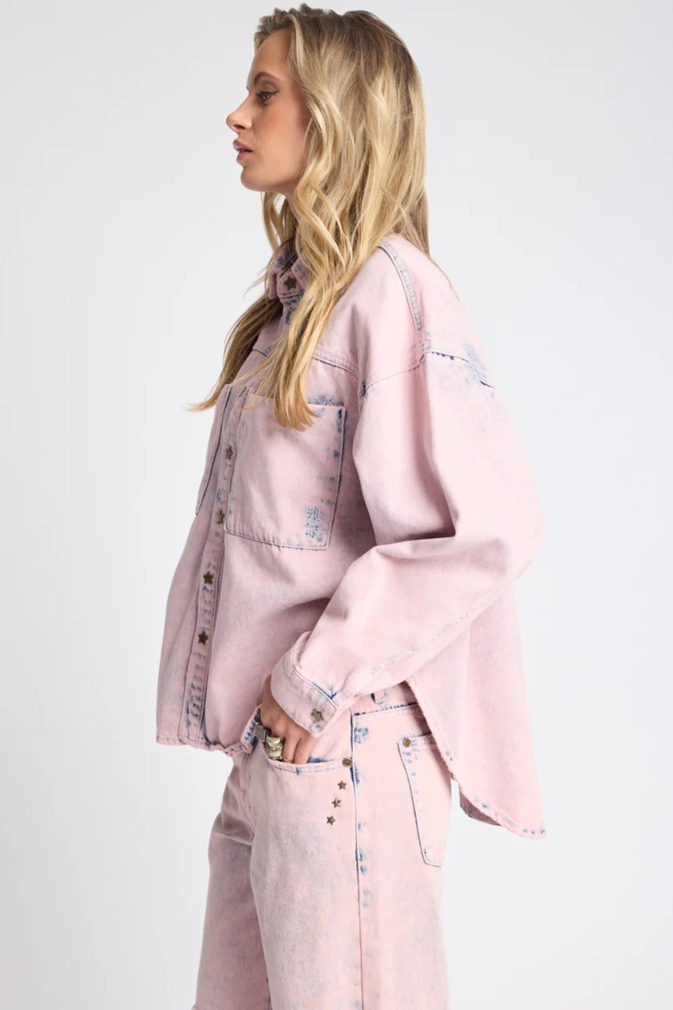 STAR TEASER DARIA DENIM JACKET IN PINK HAZE