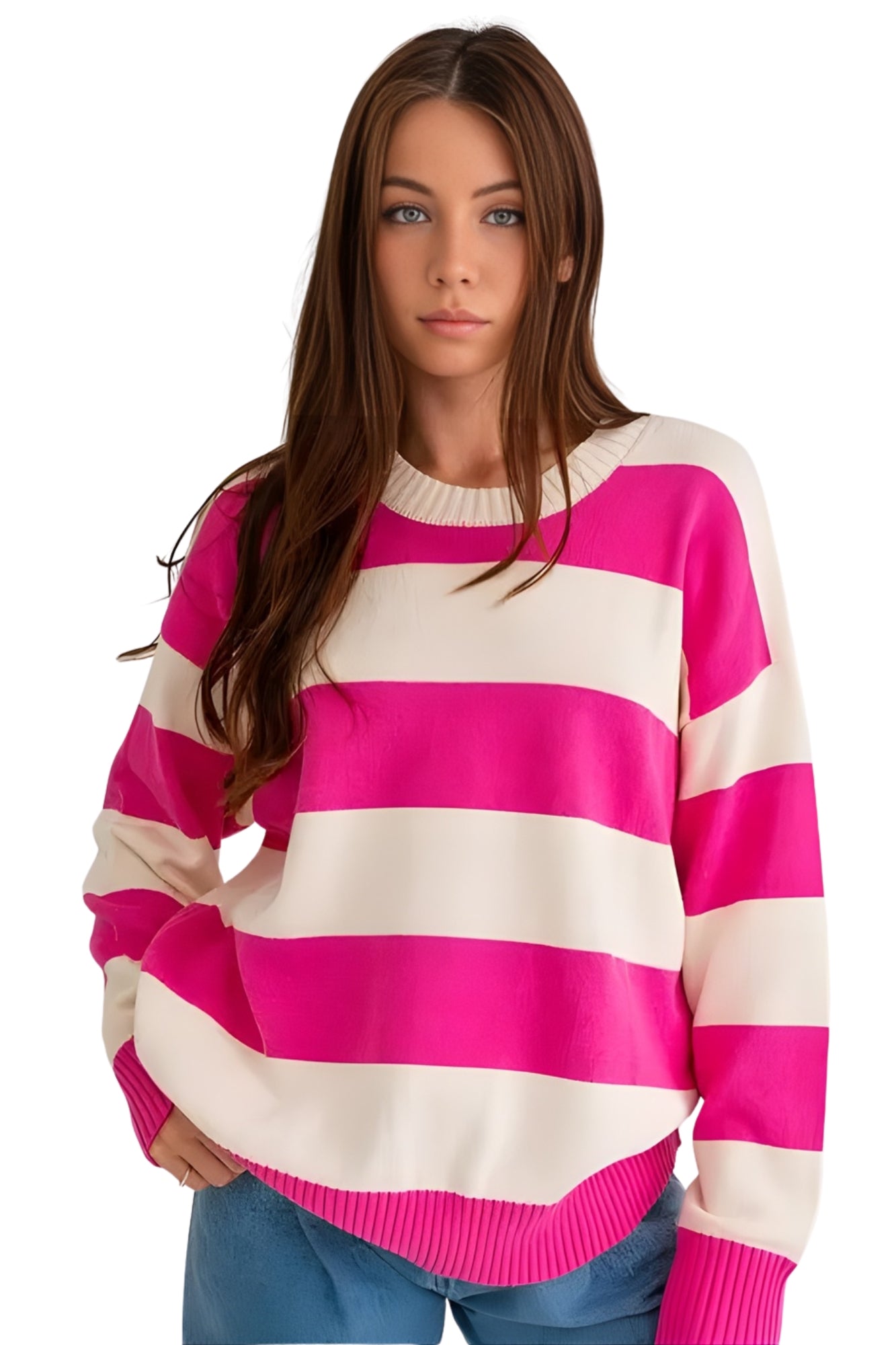 STRIPED CREAM PINK SWEATER