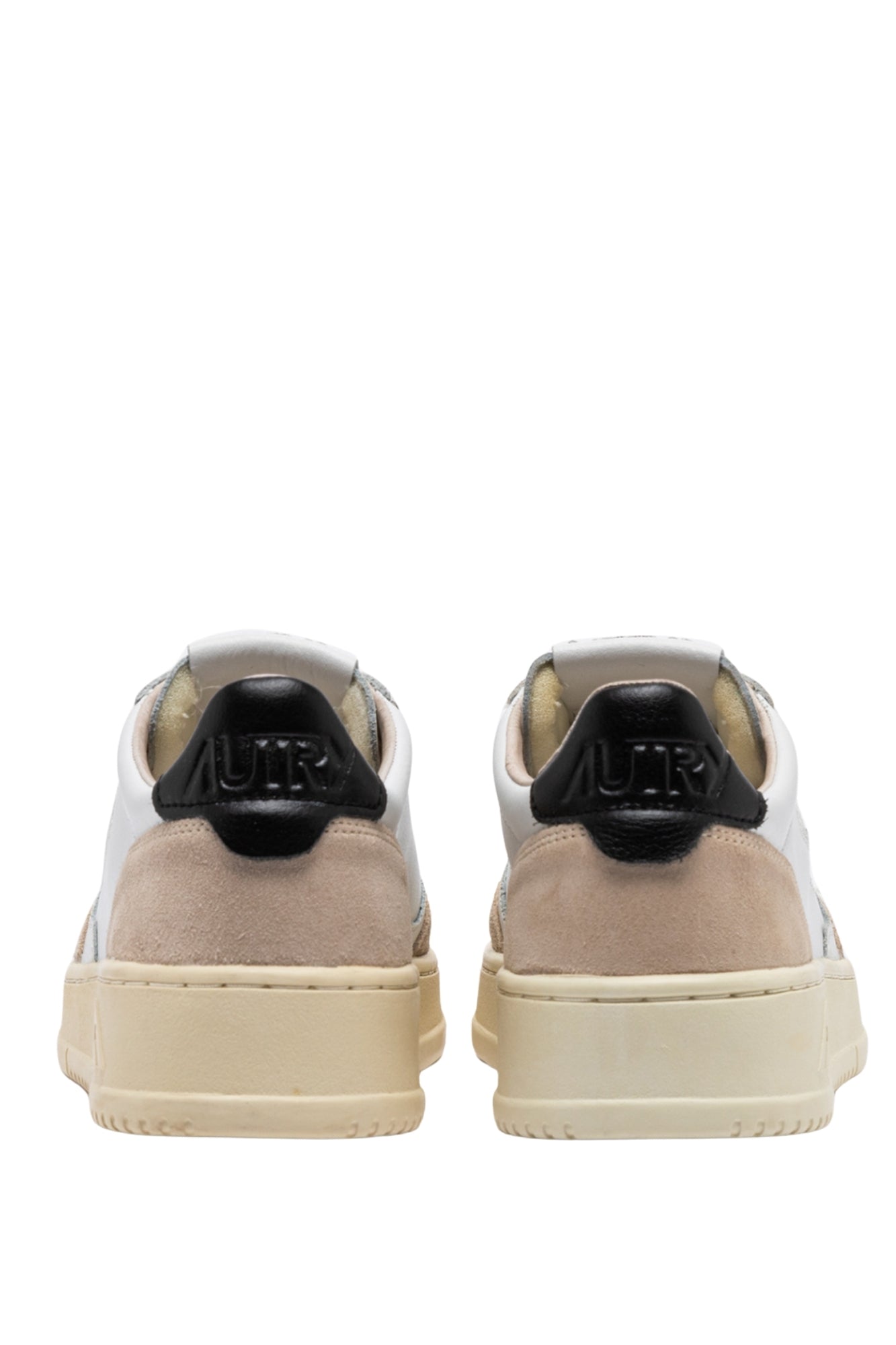 MEDALIST LOW SNEAKERS IN WHITE AND BLACK LEATHER AND BEIGE SUEDE