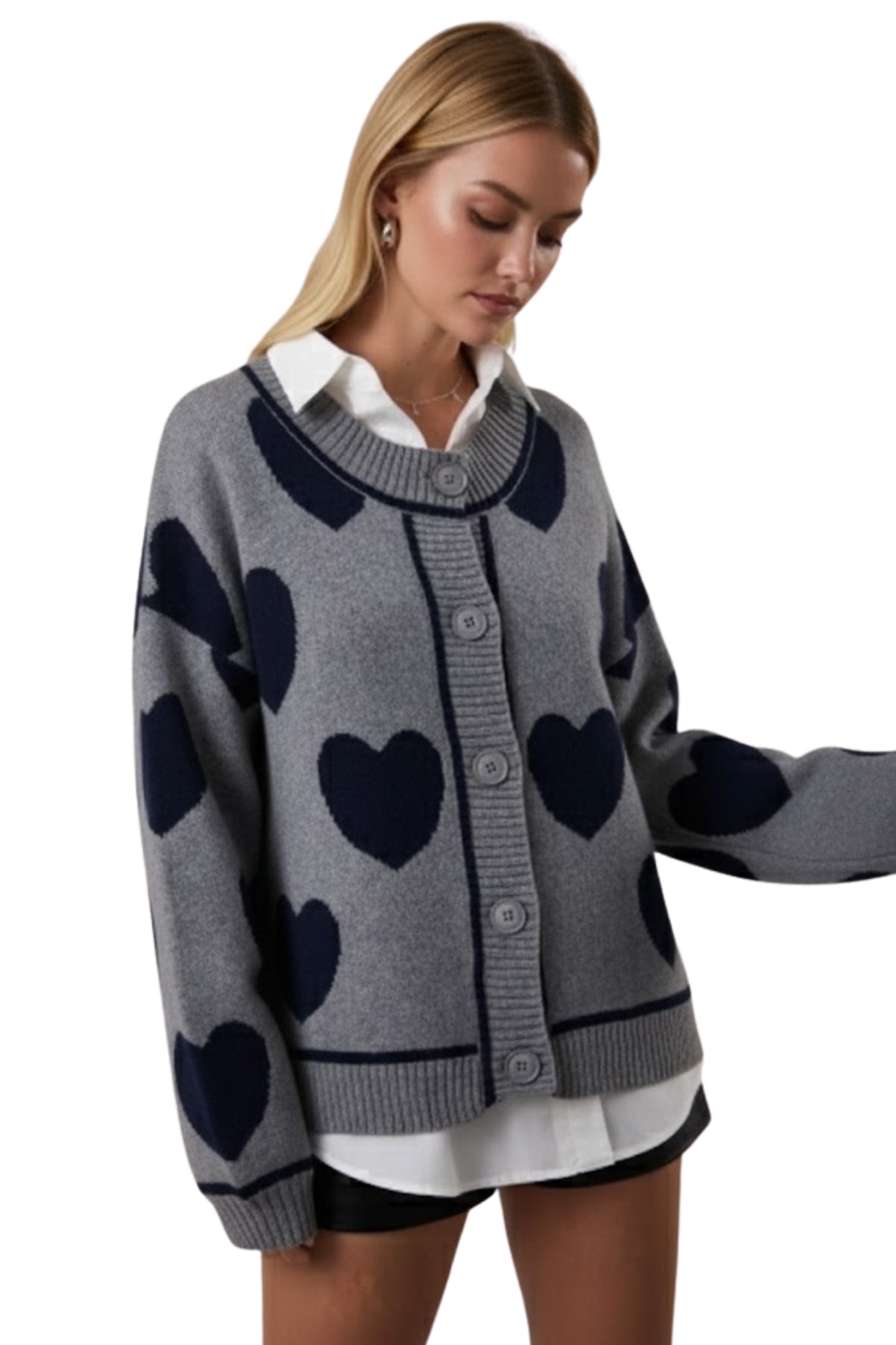 HEART BLUE SHAPE DETAIL CARDIGAN