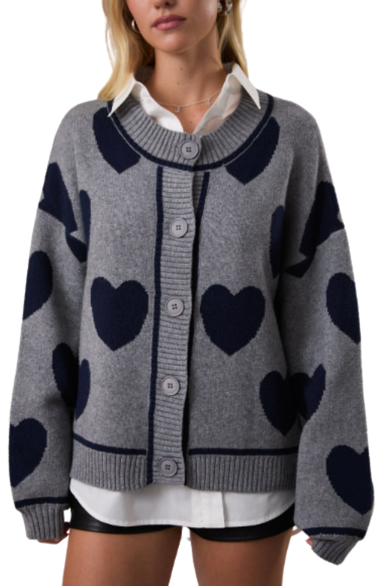 HEART BLUE SHAPE DETAIL CARDIGAN