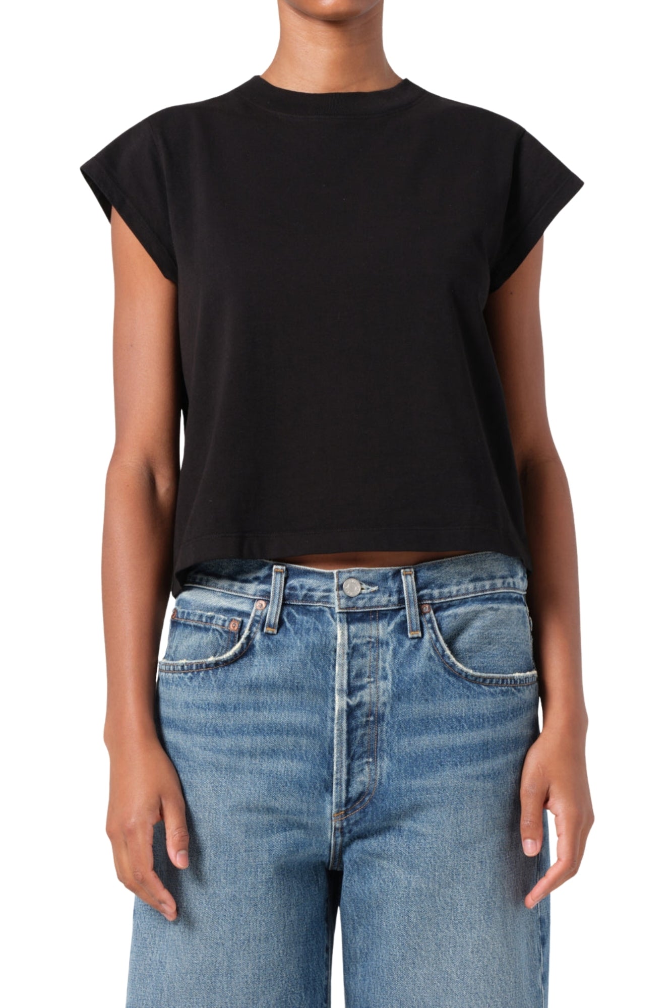 BRYCE CAP SLEEVE TEE BLACK