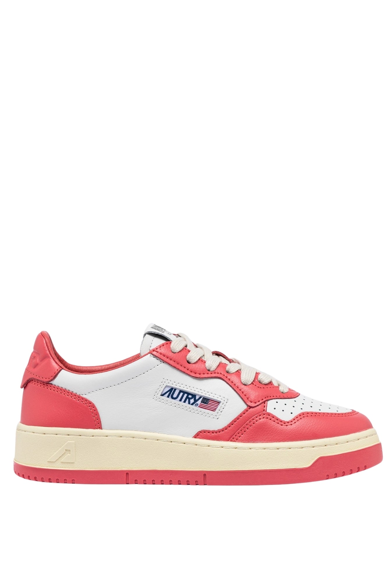 MEDALIST LOW BICOLOR SNEAKERS IN WHITE AND TEAROSE LEATHER
