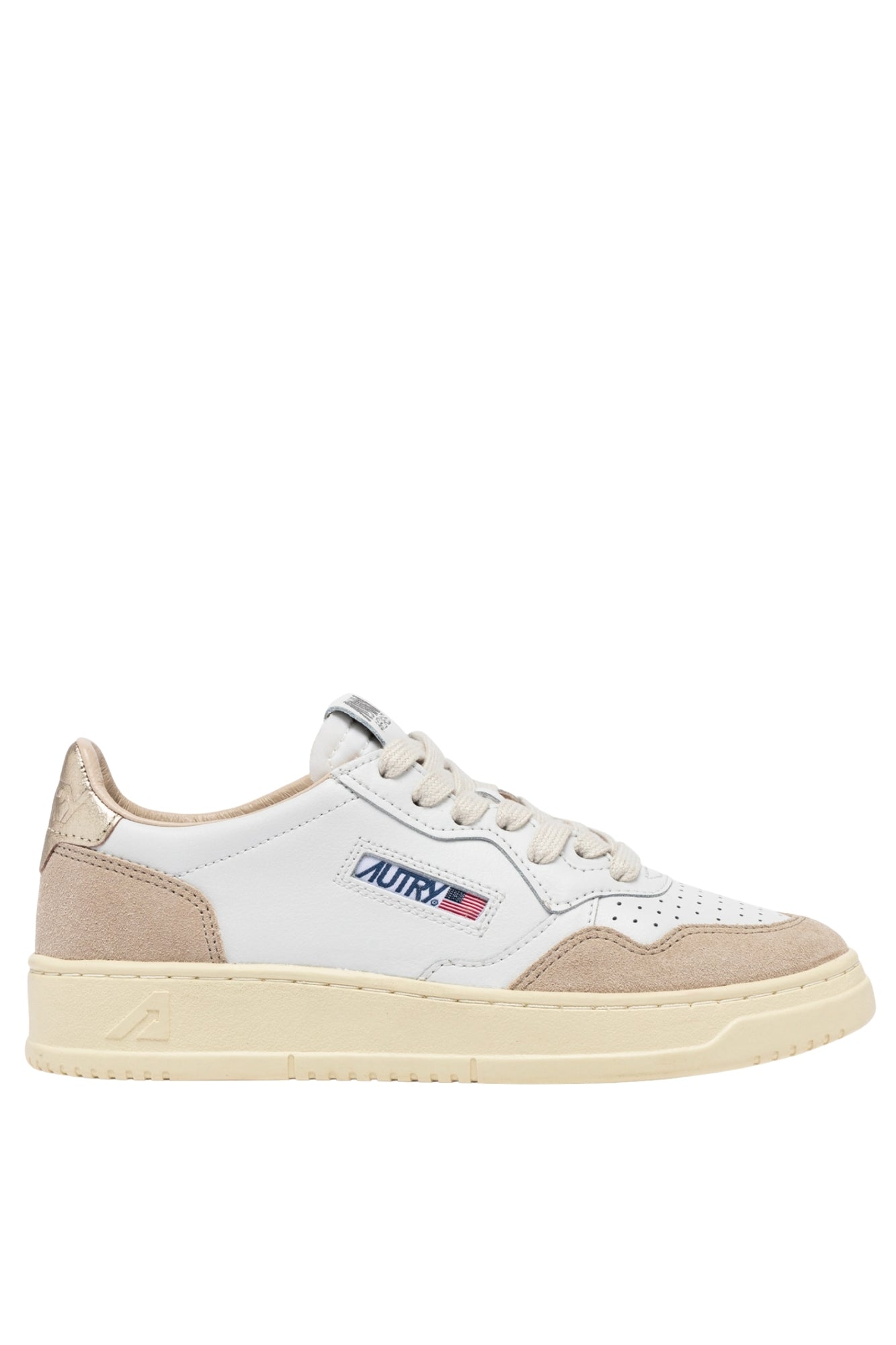 MEDALIST LOW SNEAKERS IN WHITE AND GOLD LEATHER