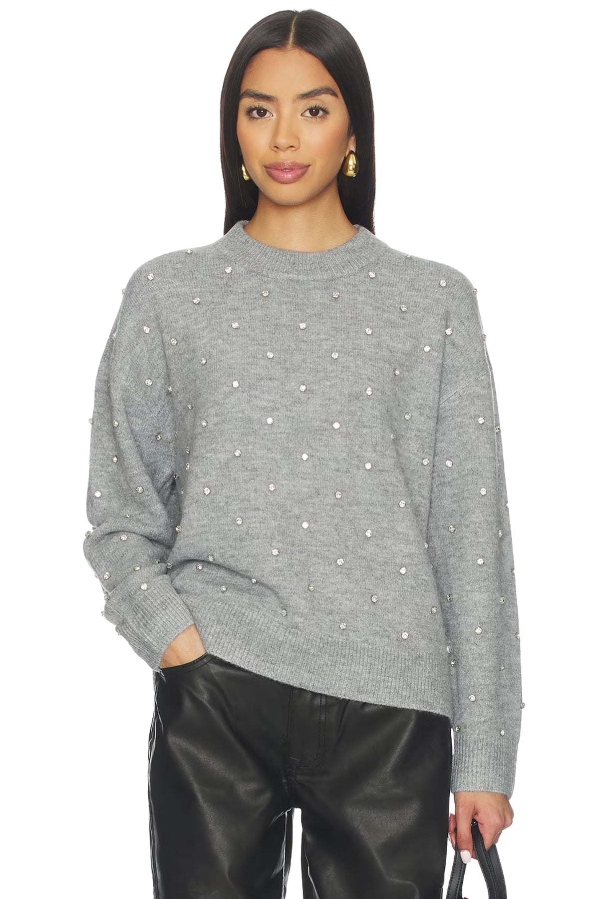 AURA RELAXED CHARCOAL CREW NECK SWEATER