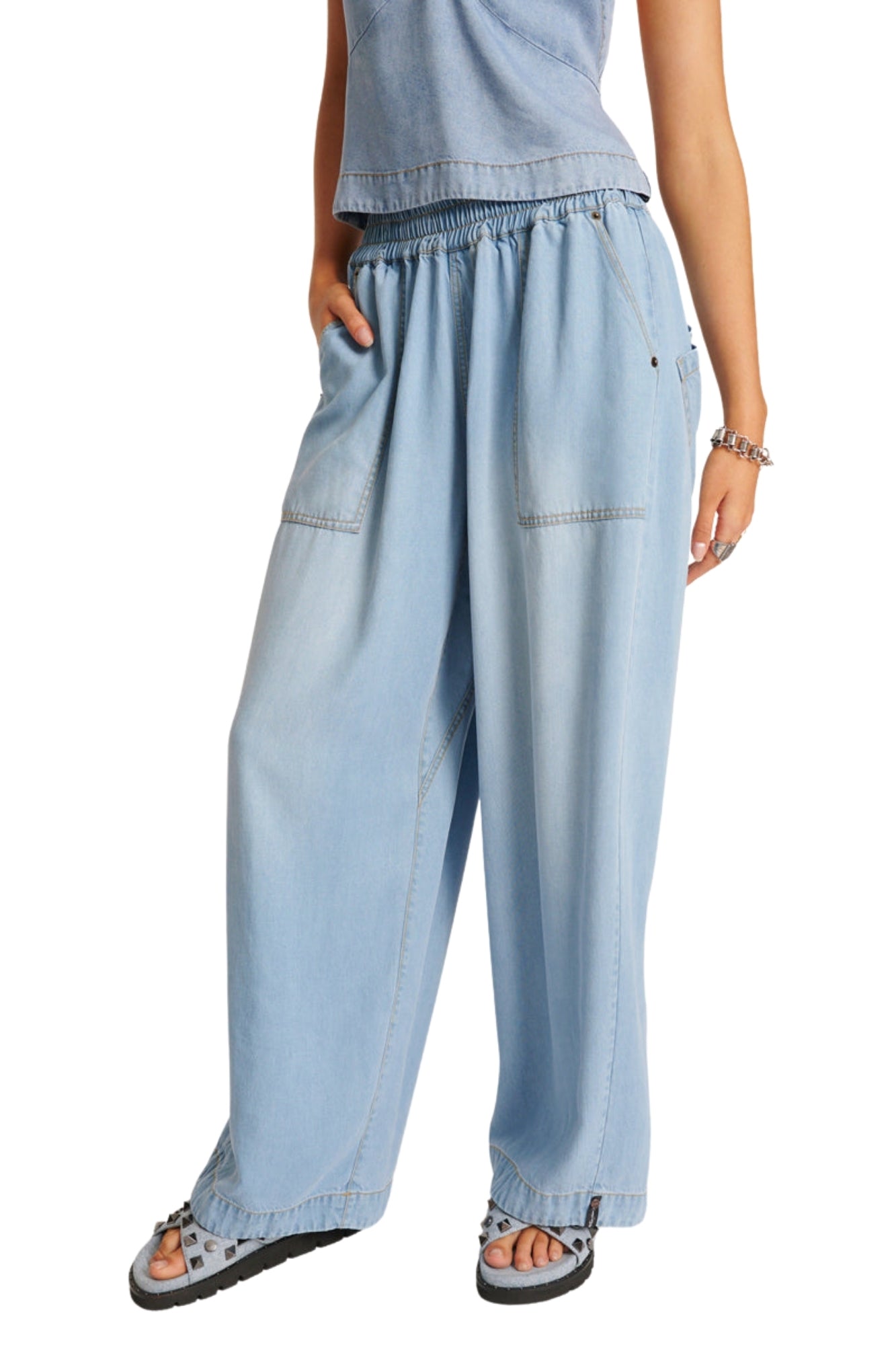 SOFT BLUE TENCEL PARACHUTE PANTS