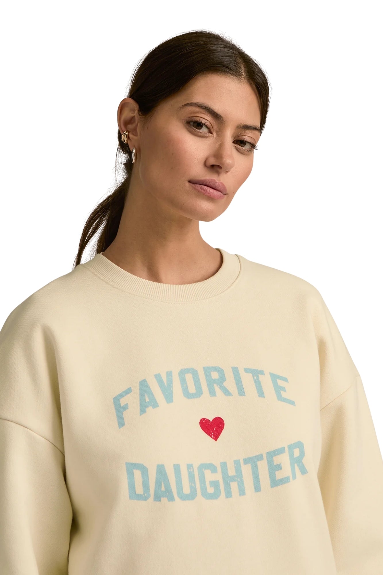 FAVORITE DAUGHTER HEART LOGO GARDENIA BABY BLUE SWEATSHIRT