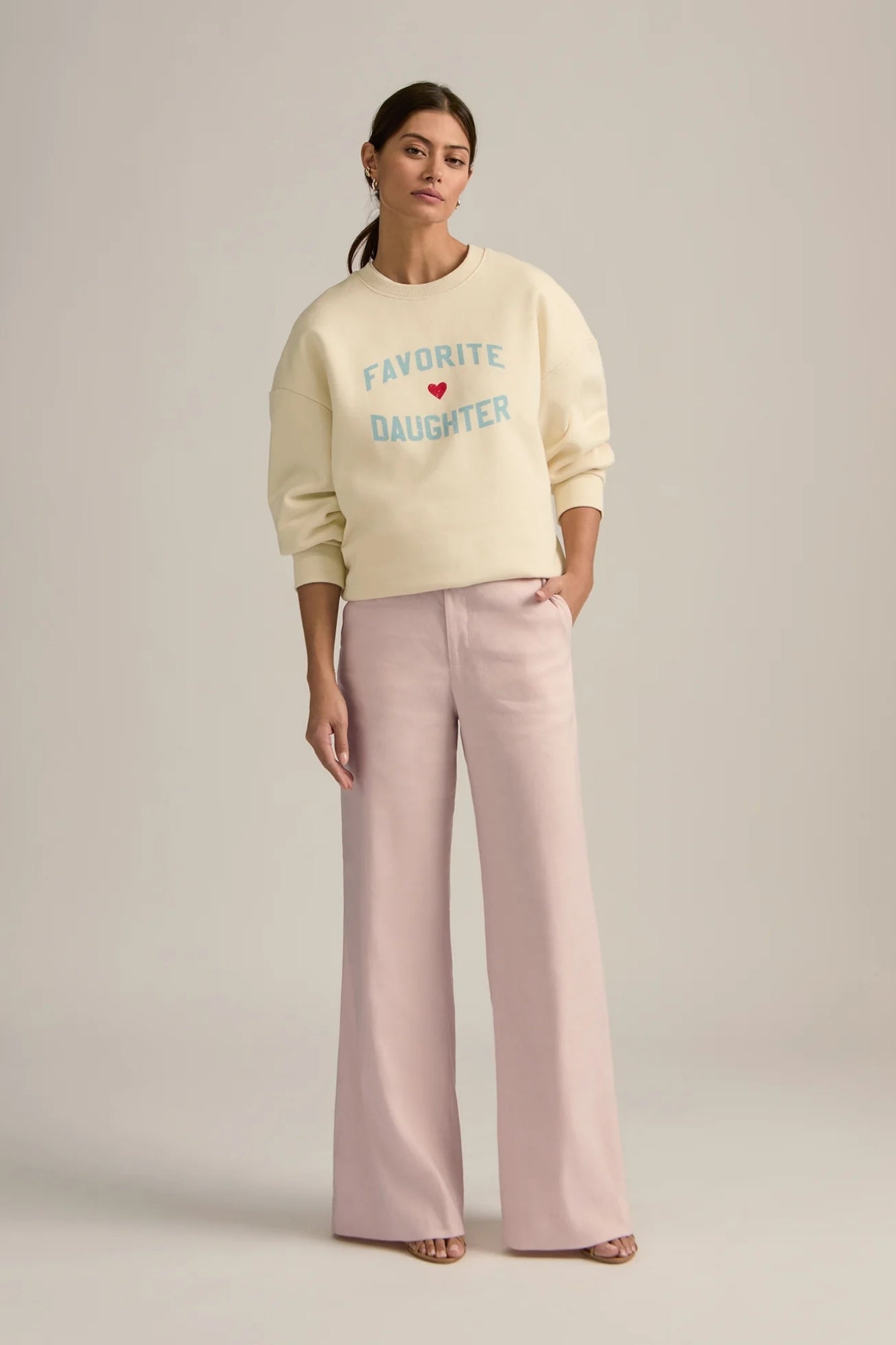 FAVORITE DAUGHTER HEART LOGO GARDENIA BABY BLUE SWEATSHIRT