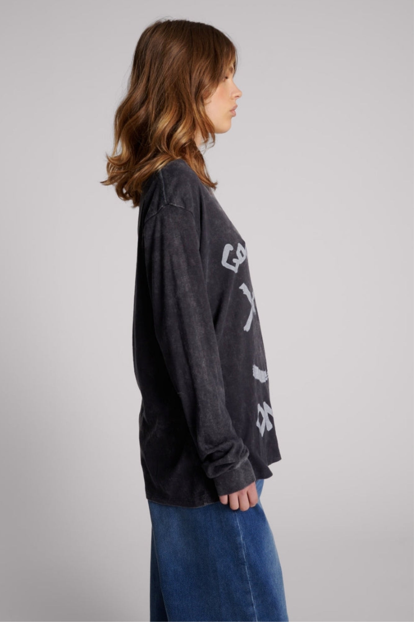 GOOD VIBES ONLY CHARCOAL LONG SLEEVE TEE