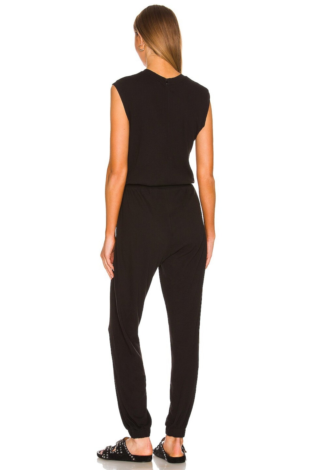 HIGH TORSION SLEEVELESS BLACK JUMPSUIT