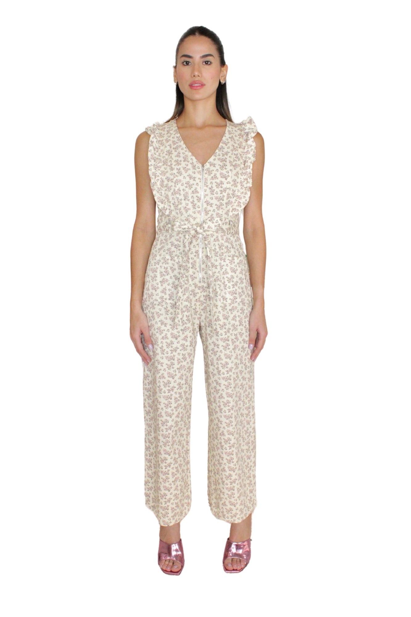 FLORAL CREAM JUMPSUIT