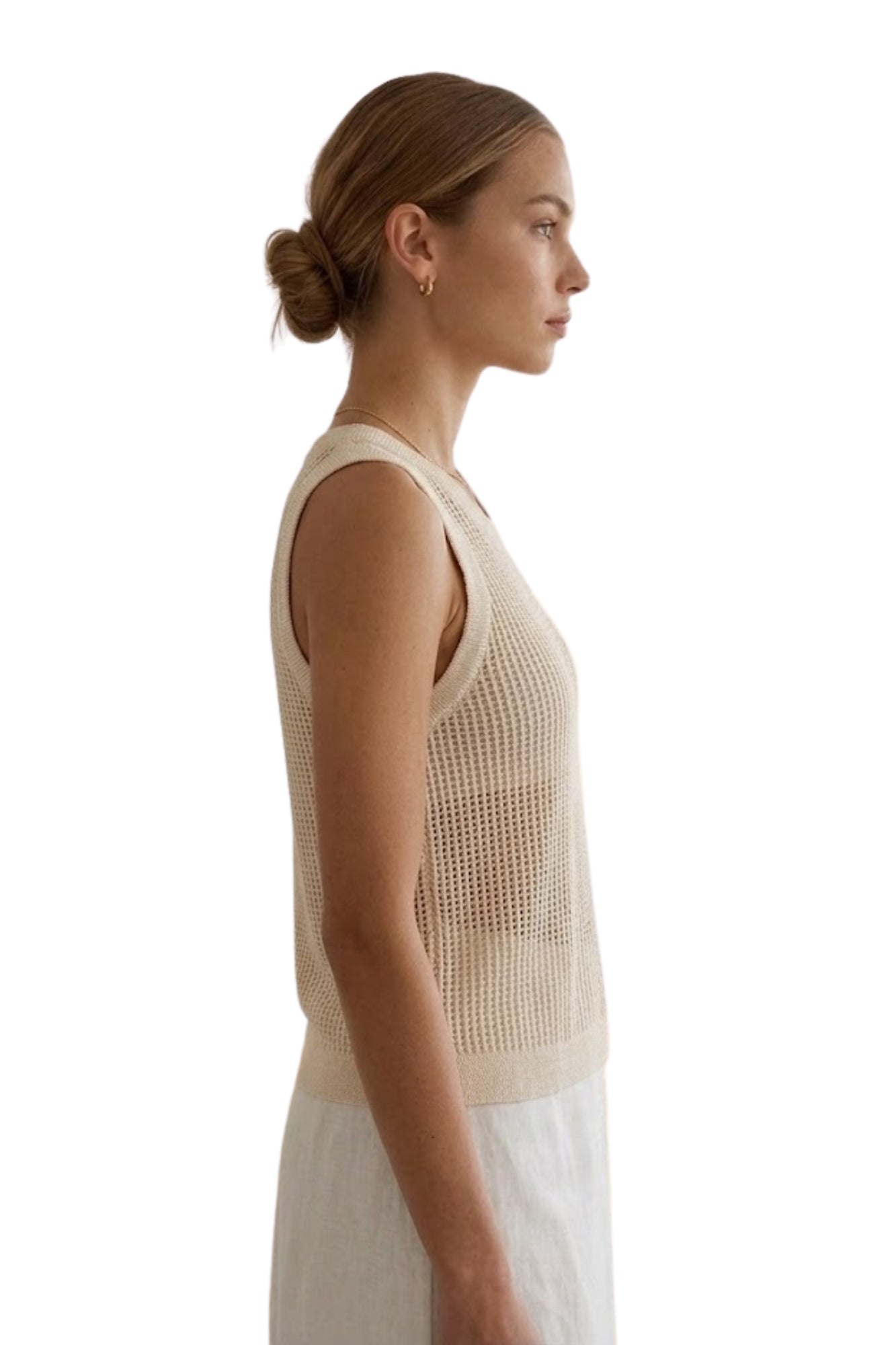 HALLIE OPEN IVORY KNIT TANK