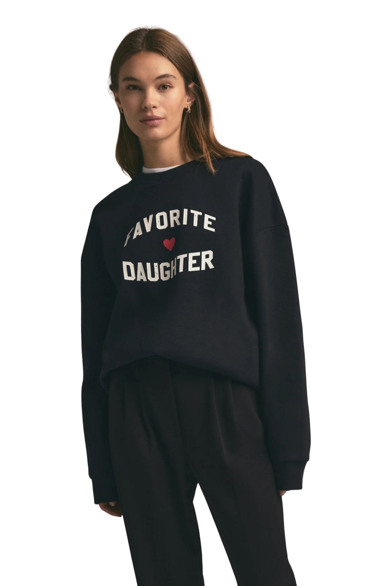 FAVORITE DAUGHTER HEART LOGO BLACK SWEATSHIRT