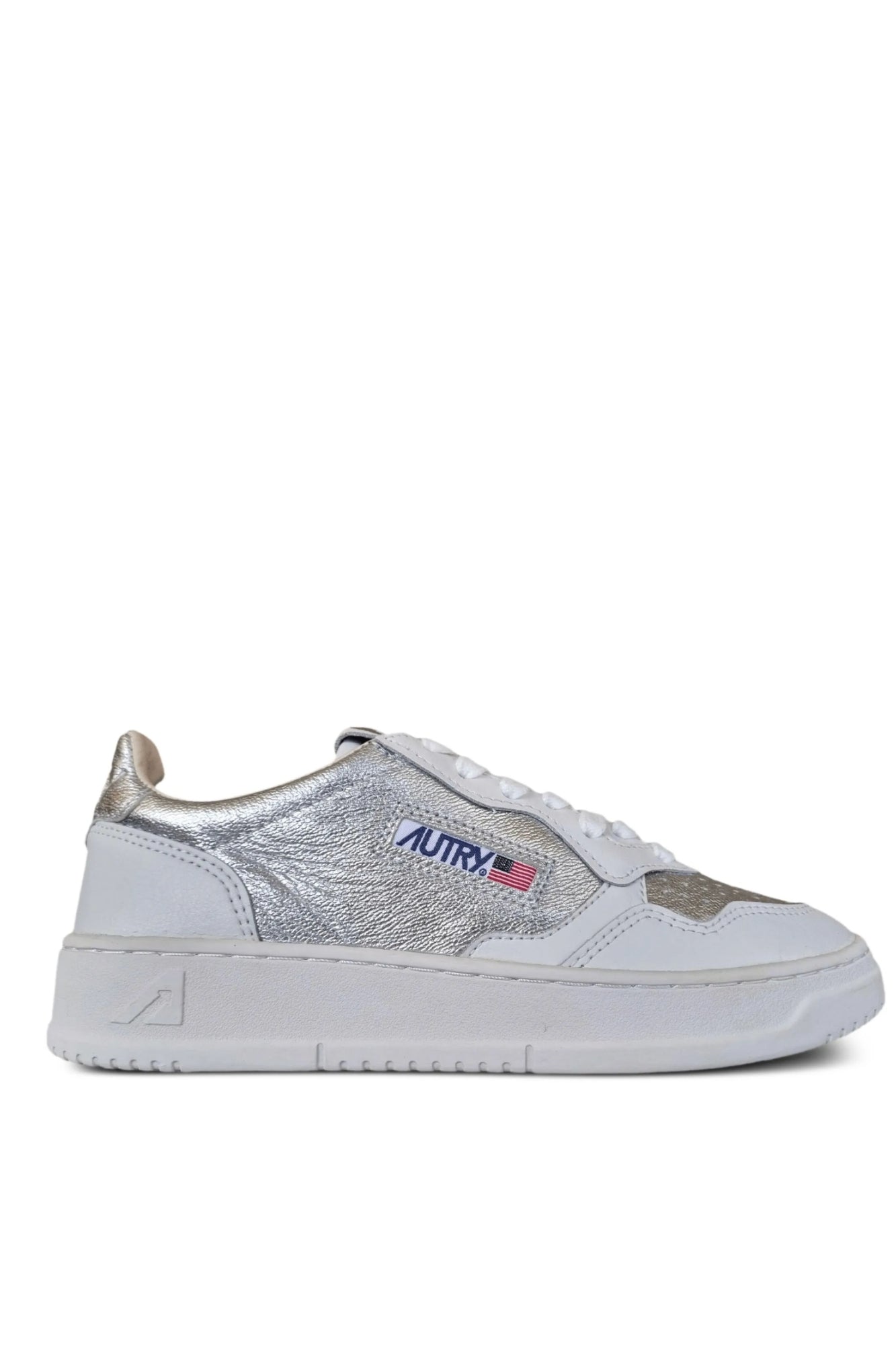 MEDALIST LOW SNEAKERS IN WHITE AND SILVER NAPA LEATHER
