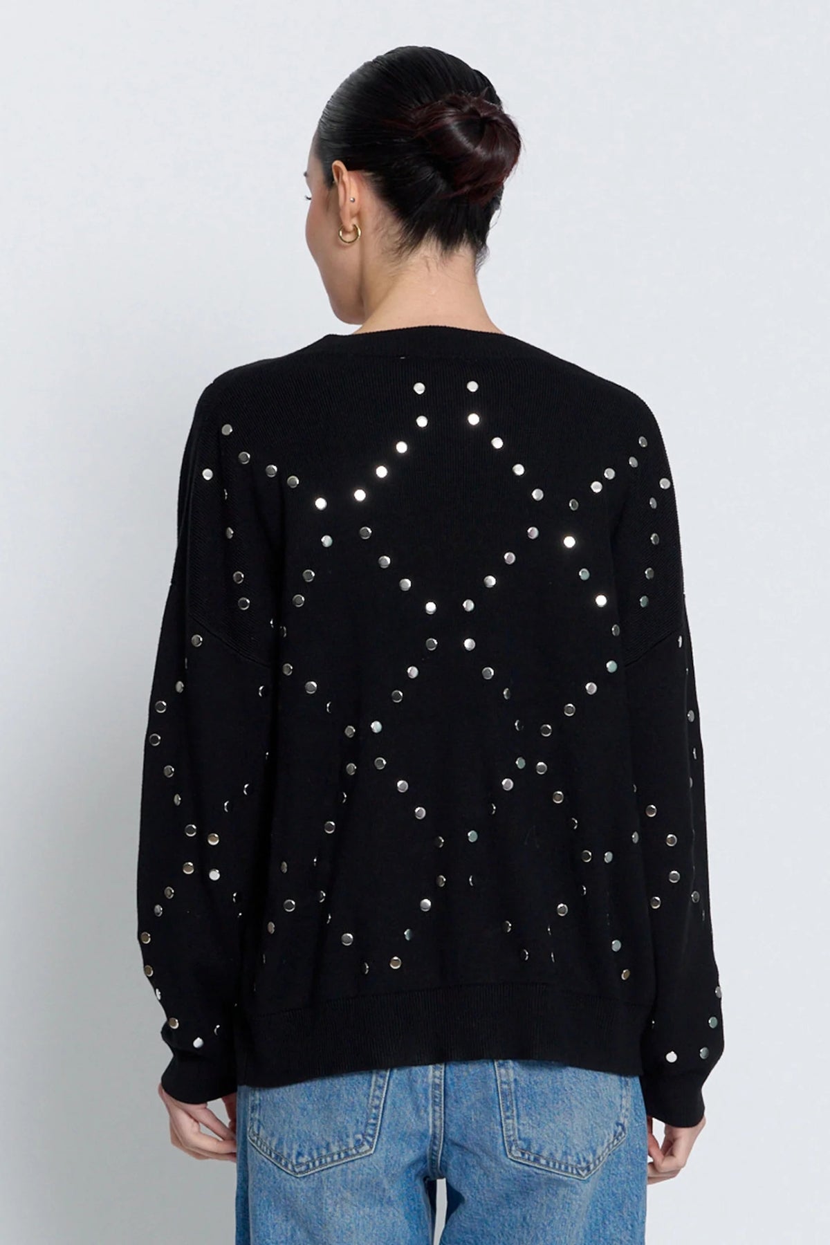 FELIX LONG STUDDED CARDIGAN IN BLACK