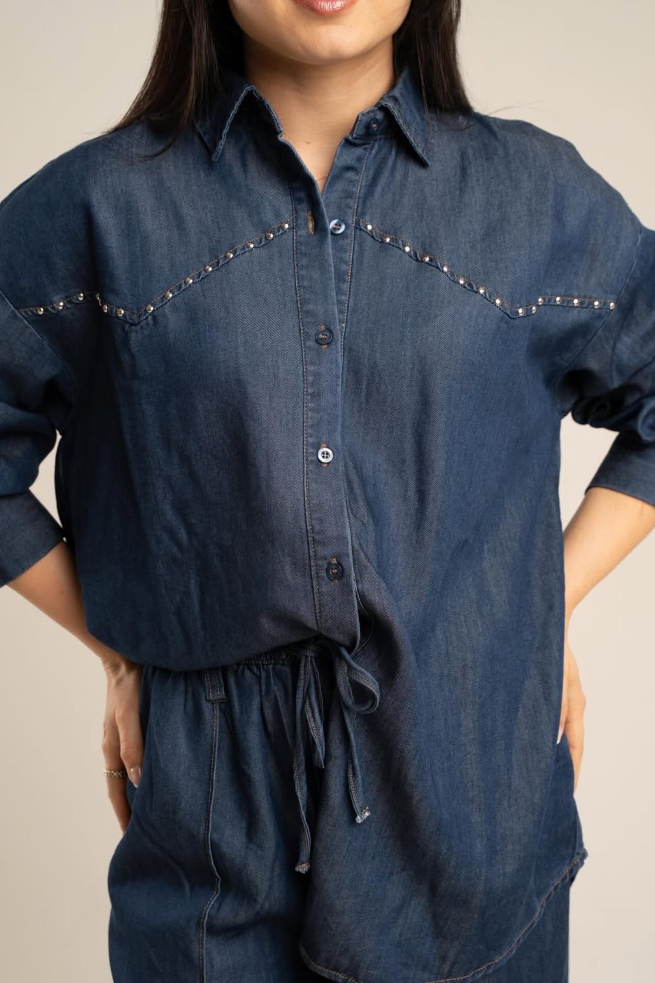 INDIGO DENIM SET WITH ELASTICA