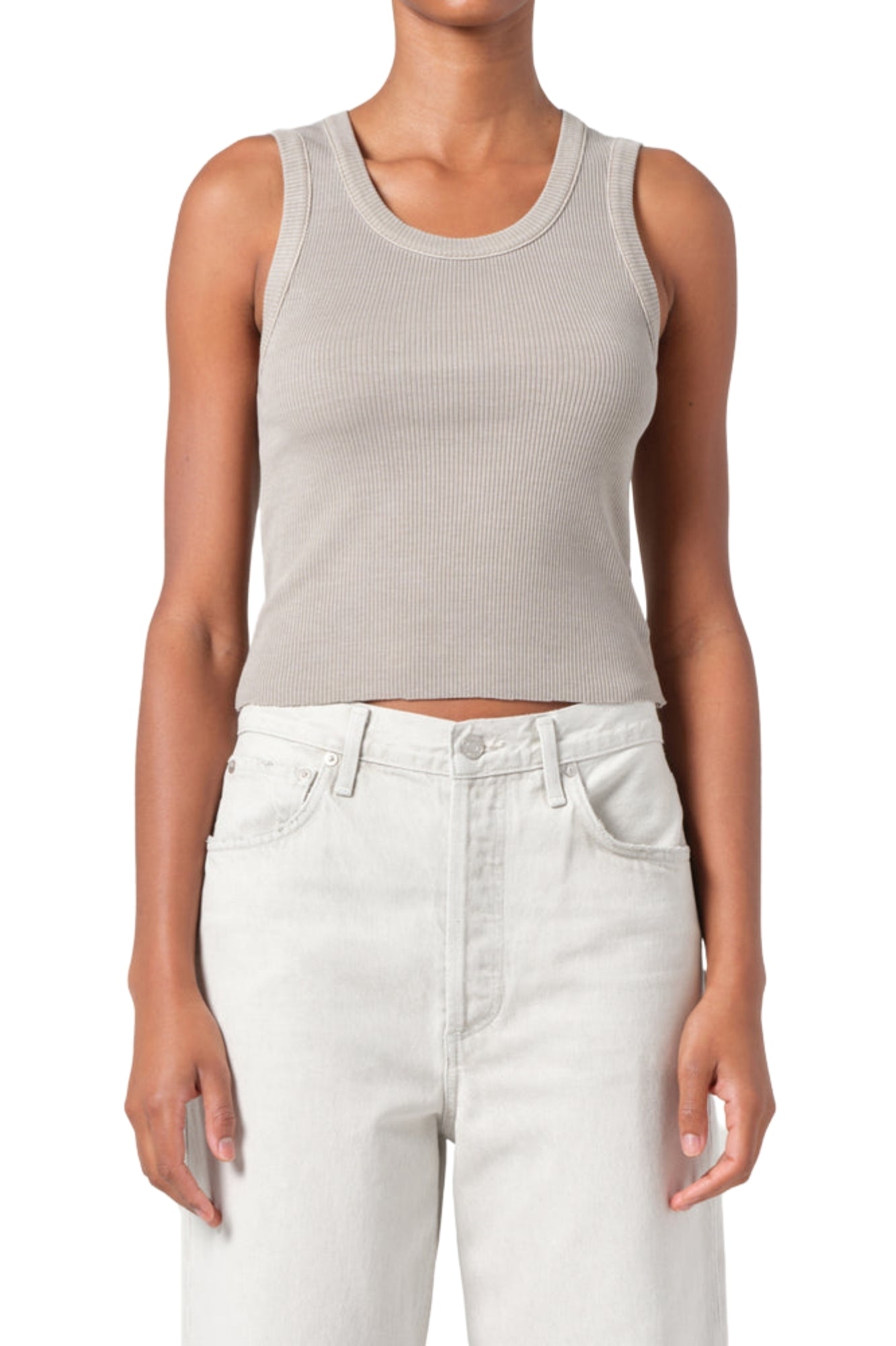 SHRUNKEN POPPY TANK IN DRAB