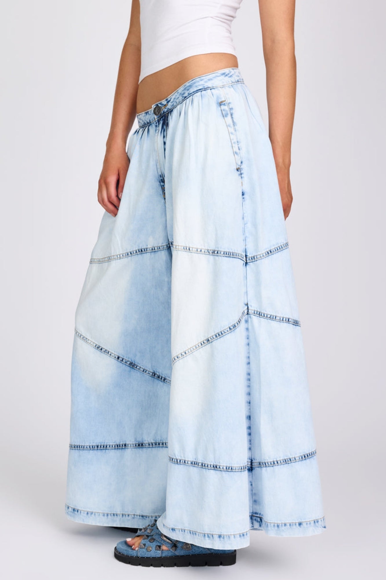 DEPECHE BLUE DADDIOS WIDE LEG DENIM JEANS