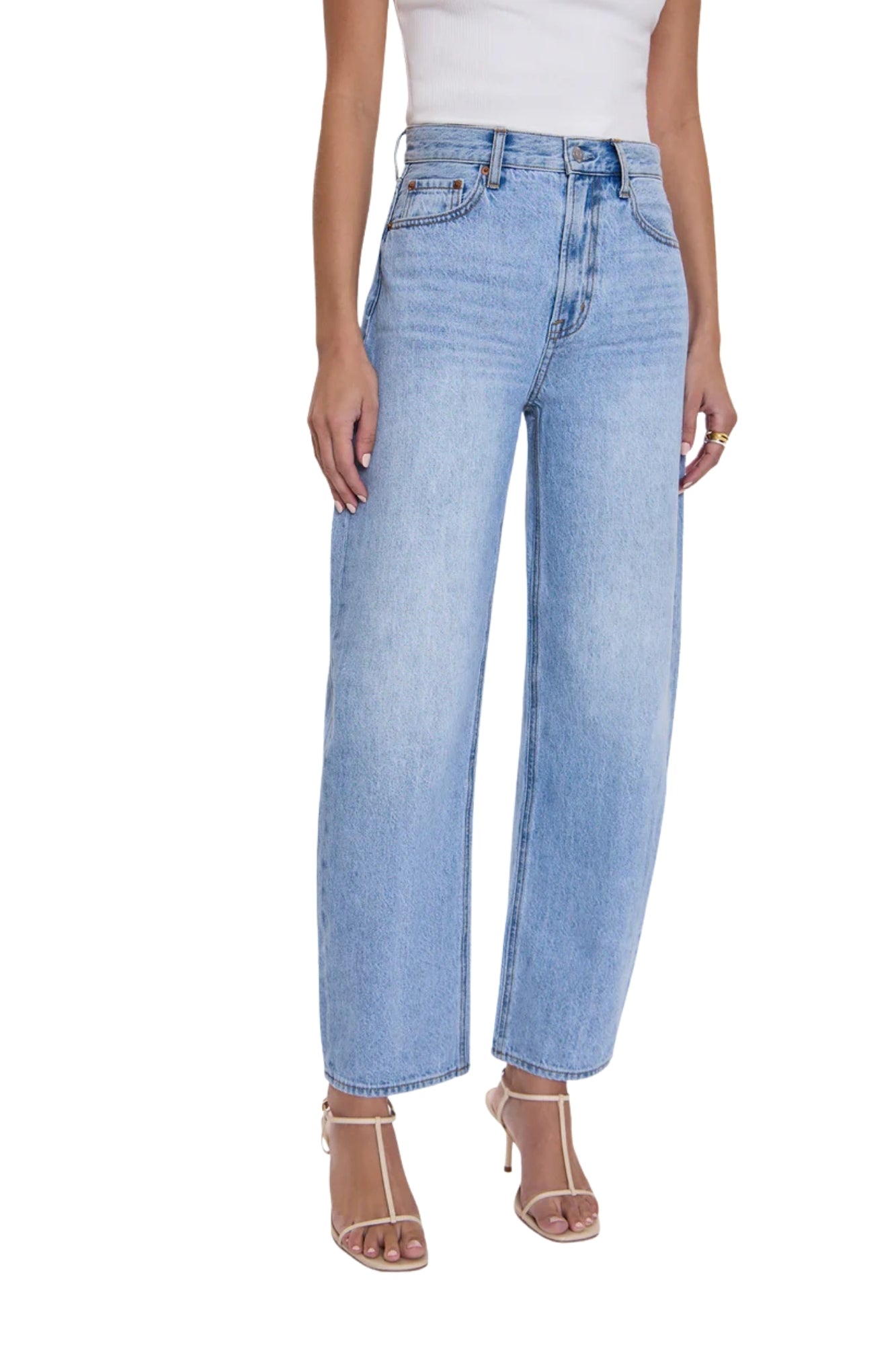 Wes High Rise Barrel Jean in Gaze