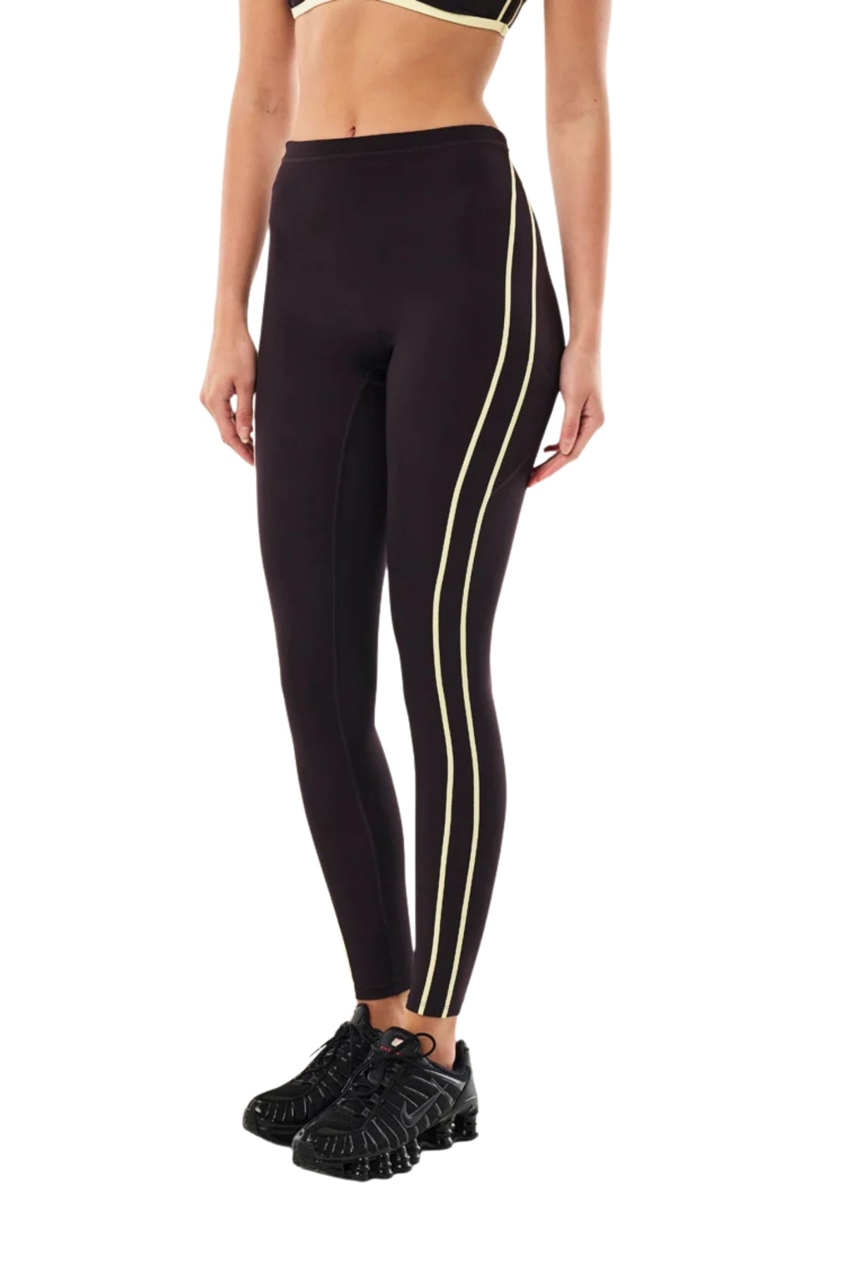 CYPHER FULL LENGTH LEGGINS IN BLACK BEAN AND SOFT YELLOW
