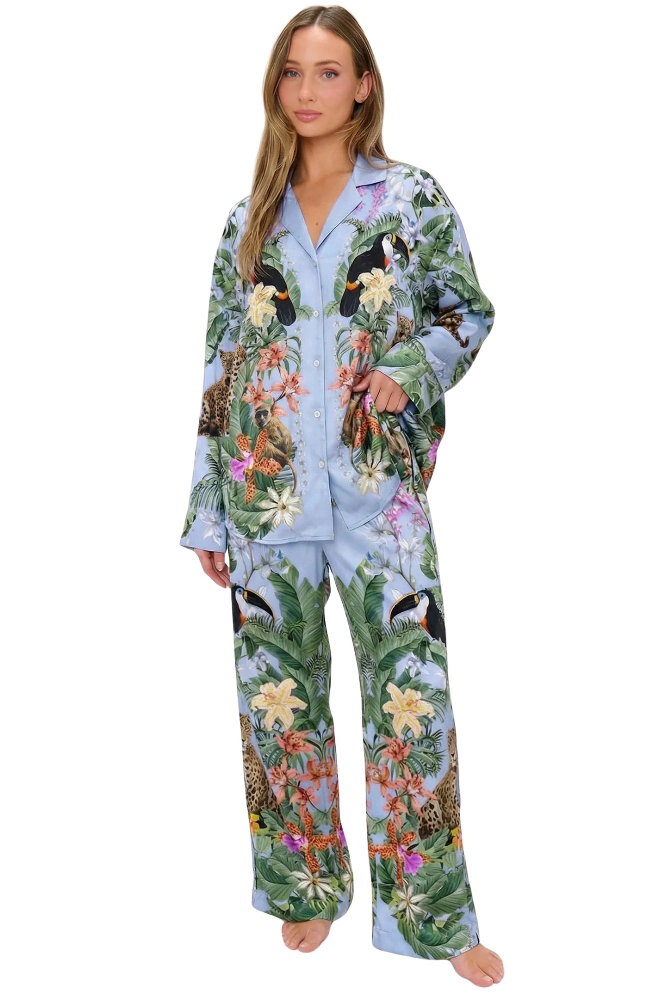 OVERSLEPT SET WILD JUNGLE MIRAGE SILKY PJ