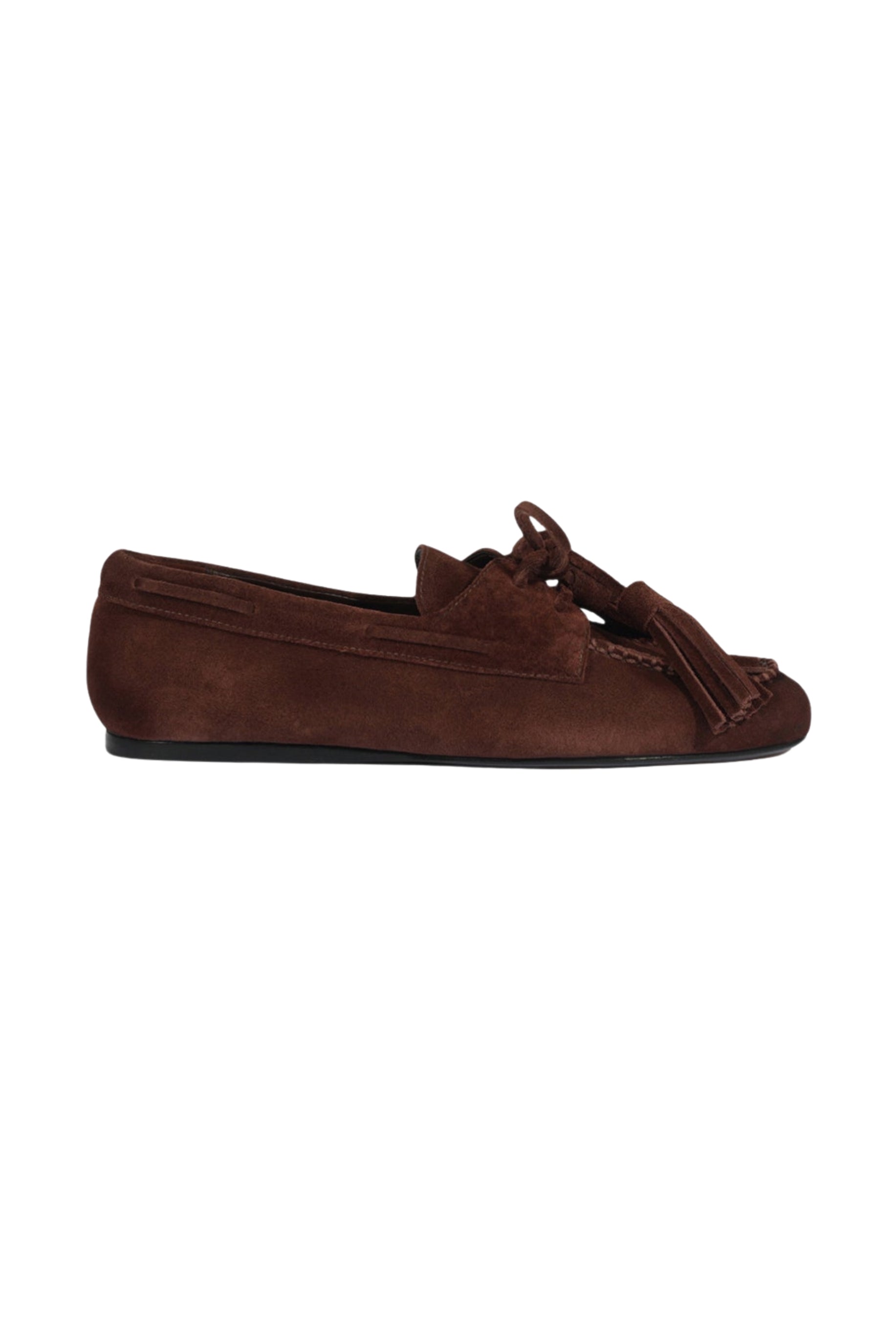 KIM SUEDE FLAT IN CHESTNUT BROWN