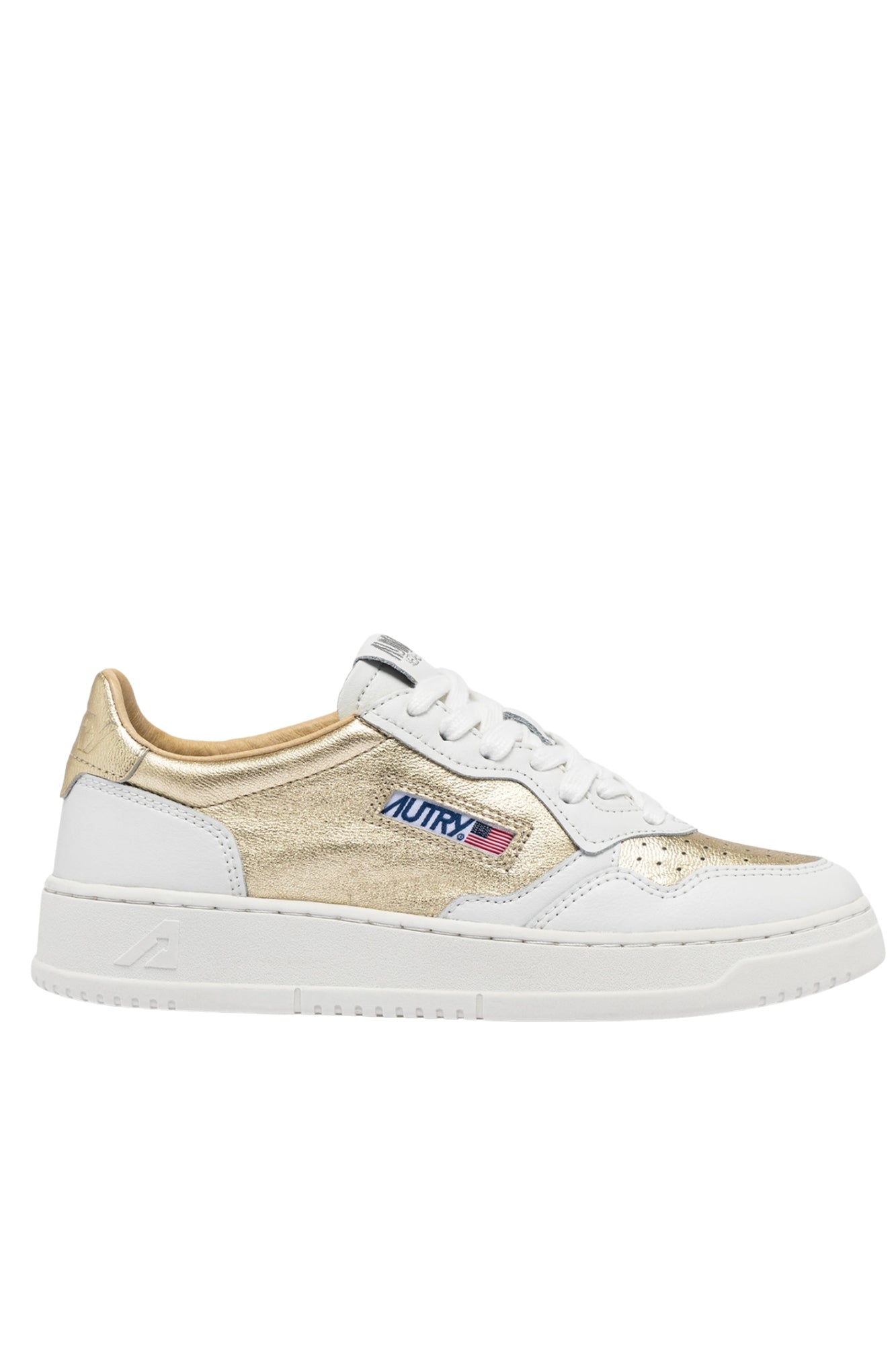 MEDALIST LOW SNEAKERS IN WHITE AND PLATINUM NAPA LEATHER