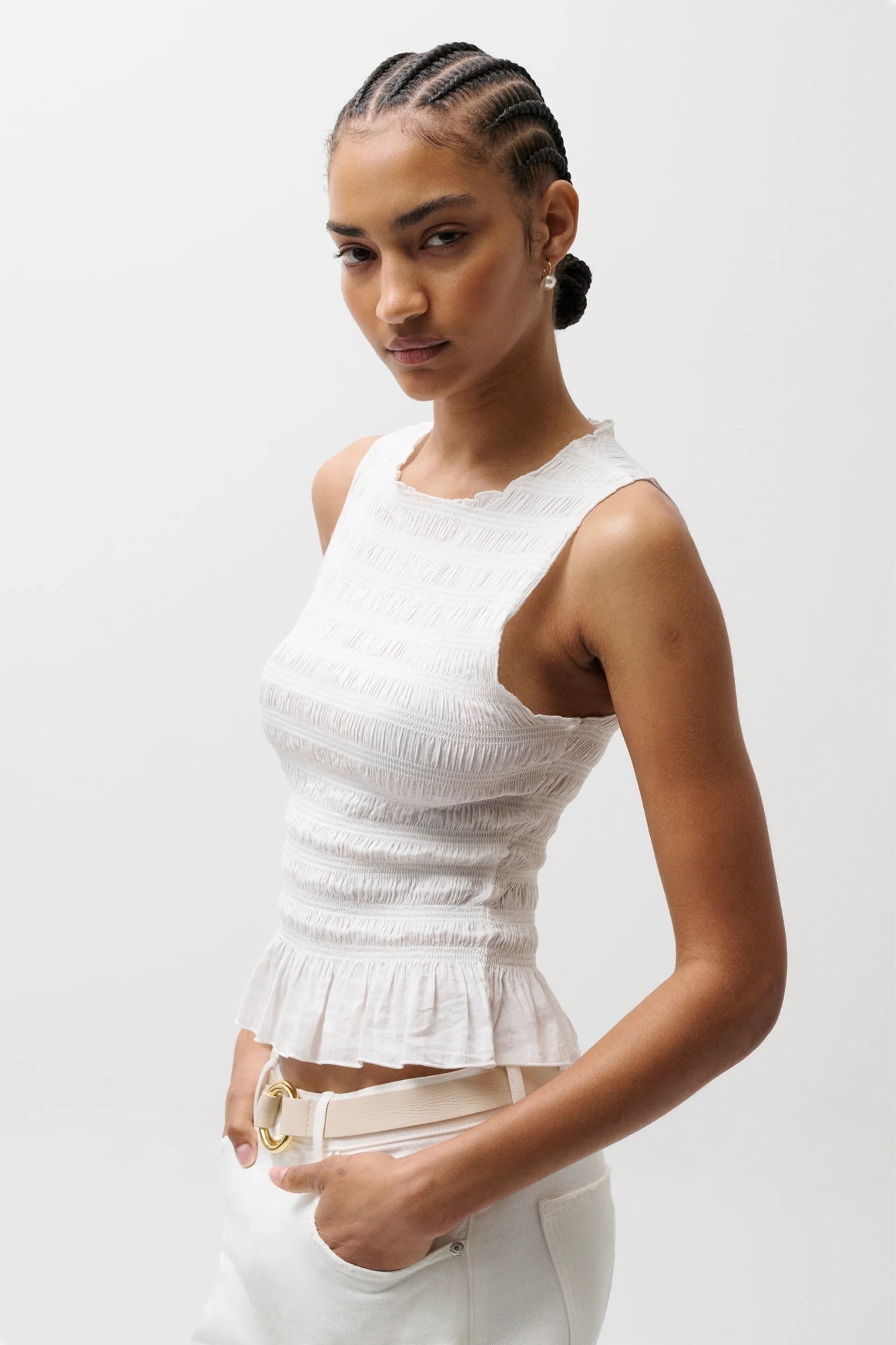 PHOEBE SMOCKED LE BLANC TANK