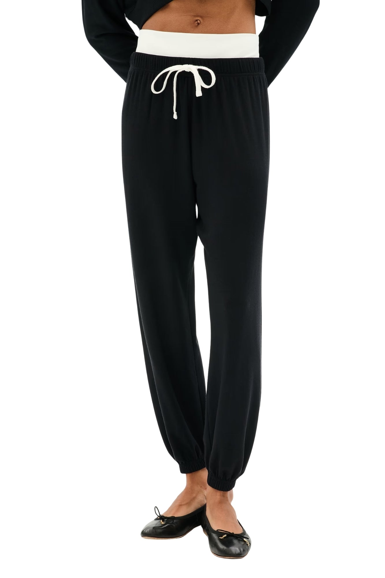 ANDIE DUAL WAIST SWEATPEANT IN BLACK AND WHITE