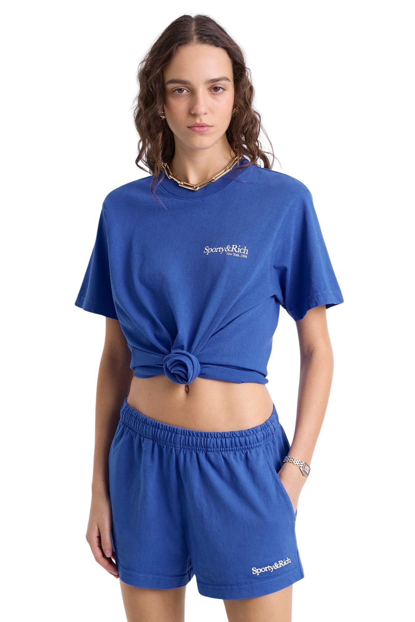 SERIF LOGO DISCO PARIS BLUE SHORT