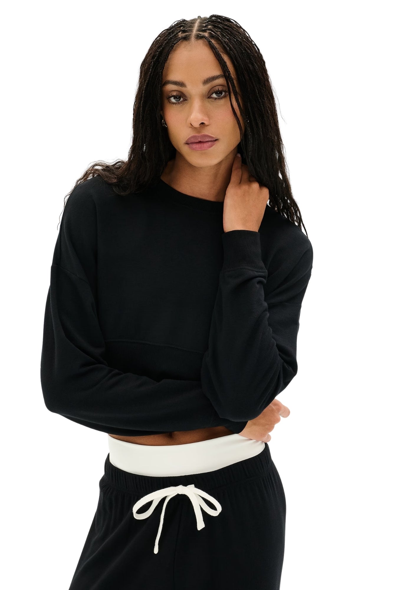 NOAH FLEECE CROP SWEATSHIRT IN BLACK