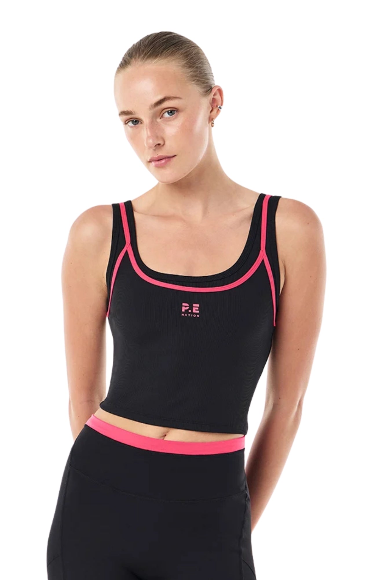 FORWARD TANK IN BLACK AND COSMO PINK