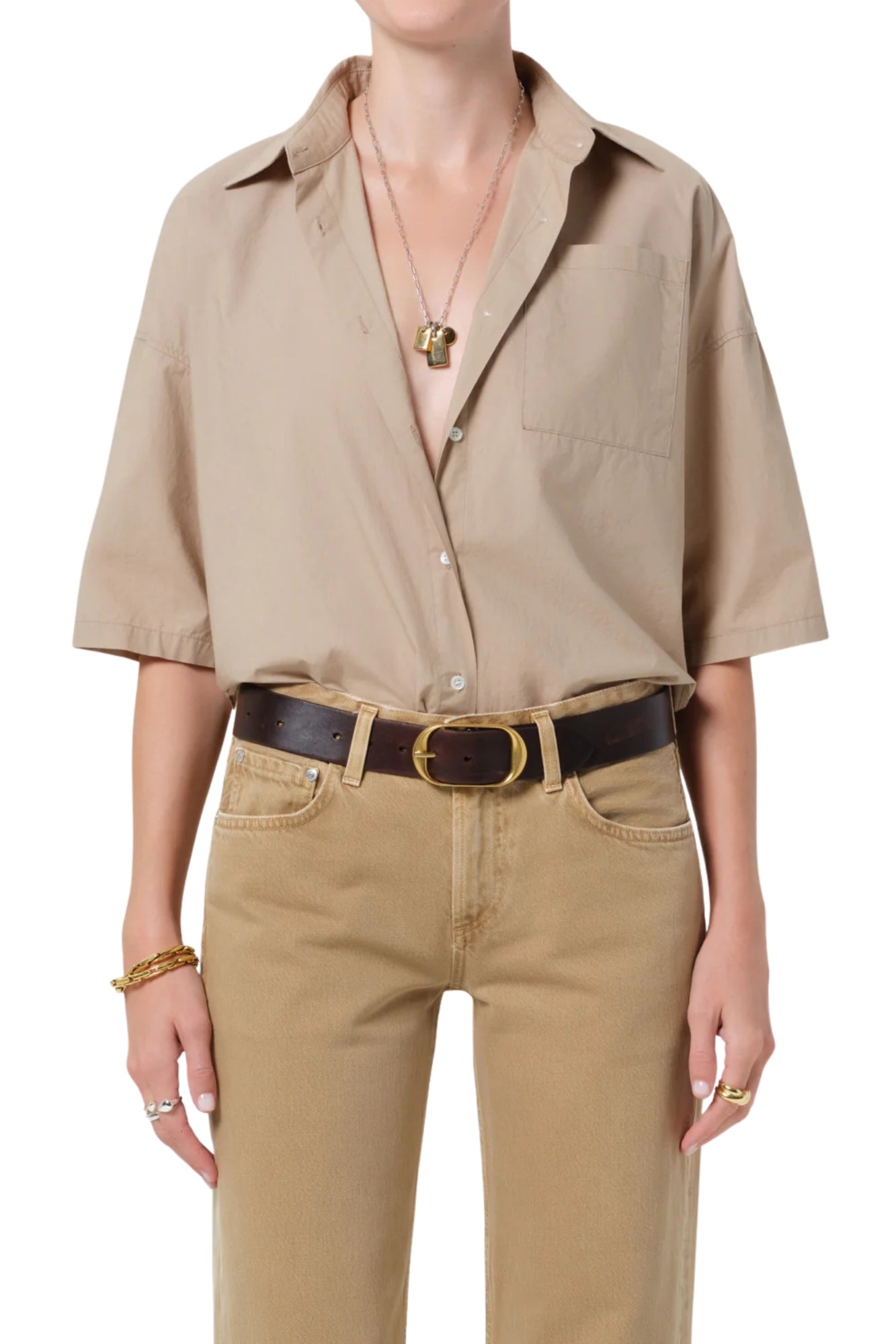 FRANCES CROPPED CAPE BUTTON UP IN CATALINA