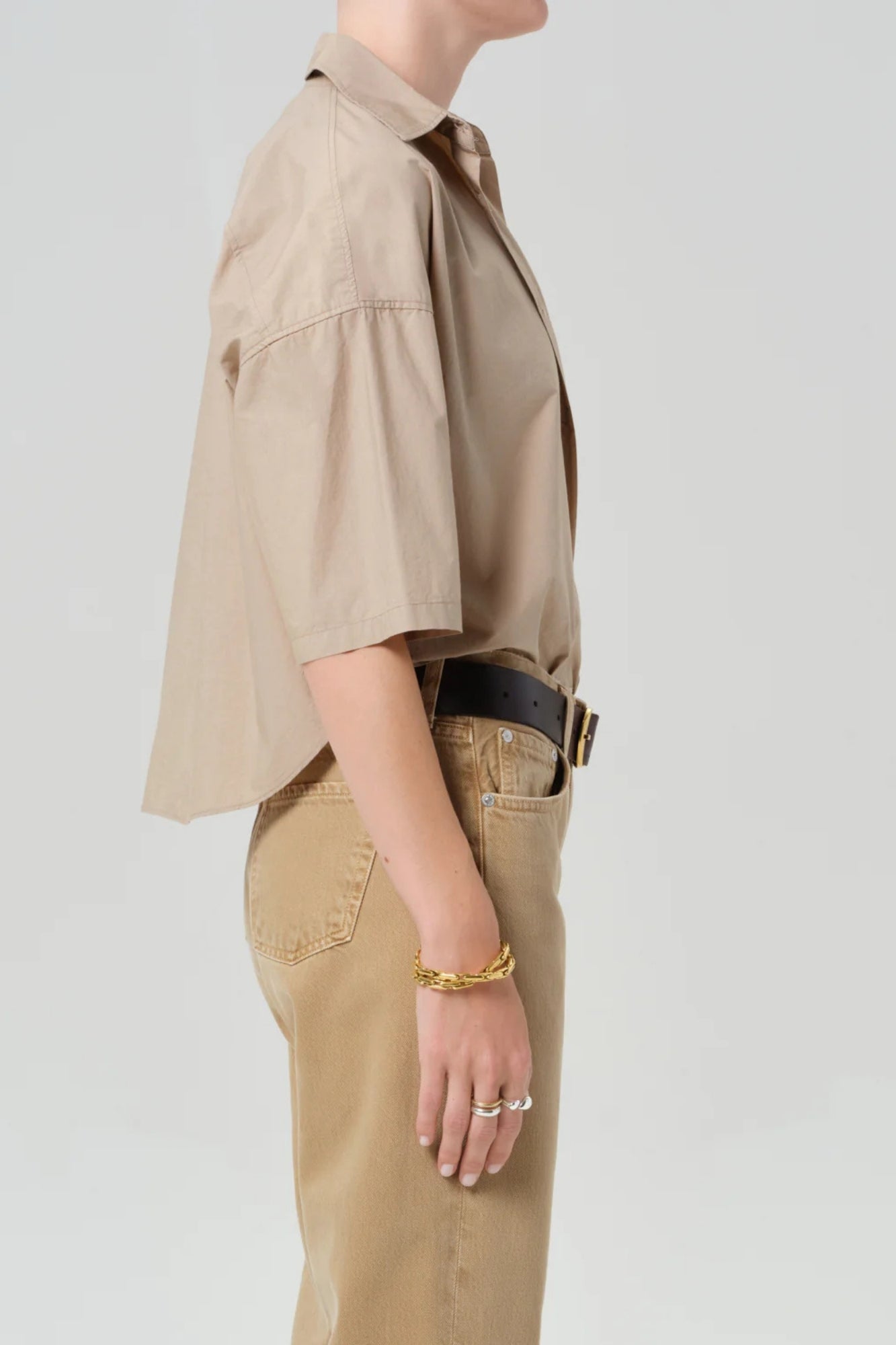 FRANCES CROPPED CAPE BUTTON UP IN CATALINA