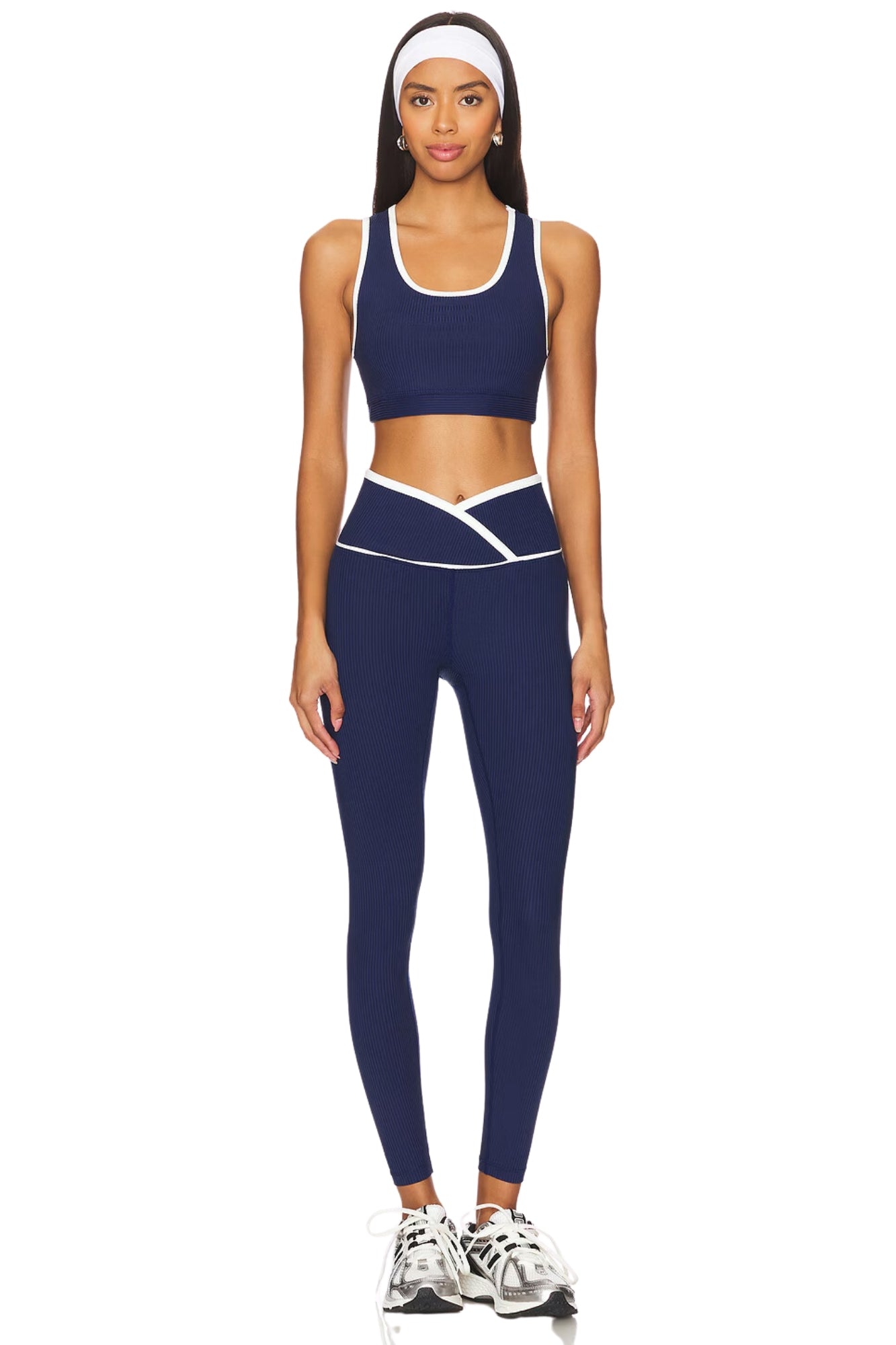 RIBBED GYM NAVY AND WHITE SET