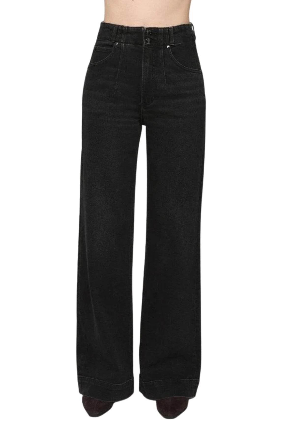 LANA BUTTON HIGH RISE ULTRA WIDE LEG IN JETSET