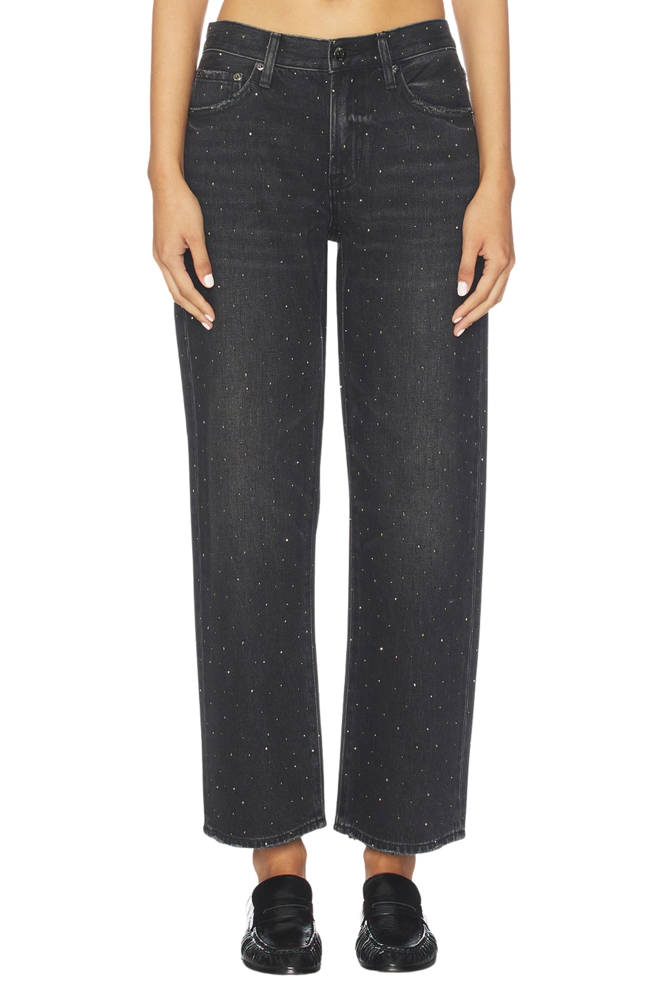 LEXI MID RISE BOWED SILVER STRAIGH PANTS