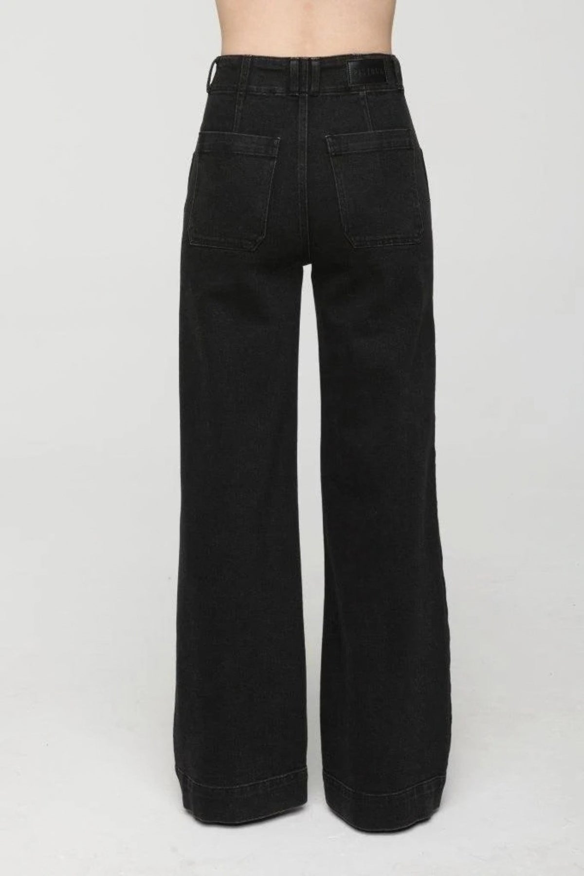 LANA BUTTON HIGH RISE ULTRA WIDE LEG IN JETSET