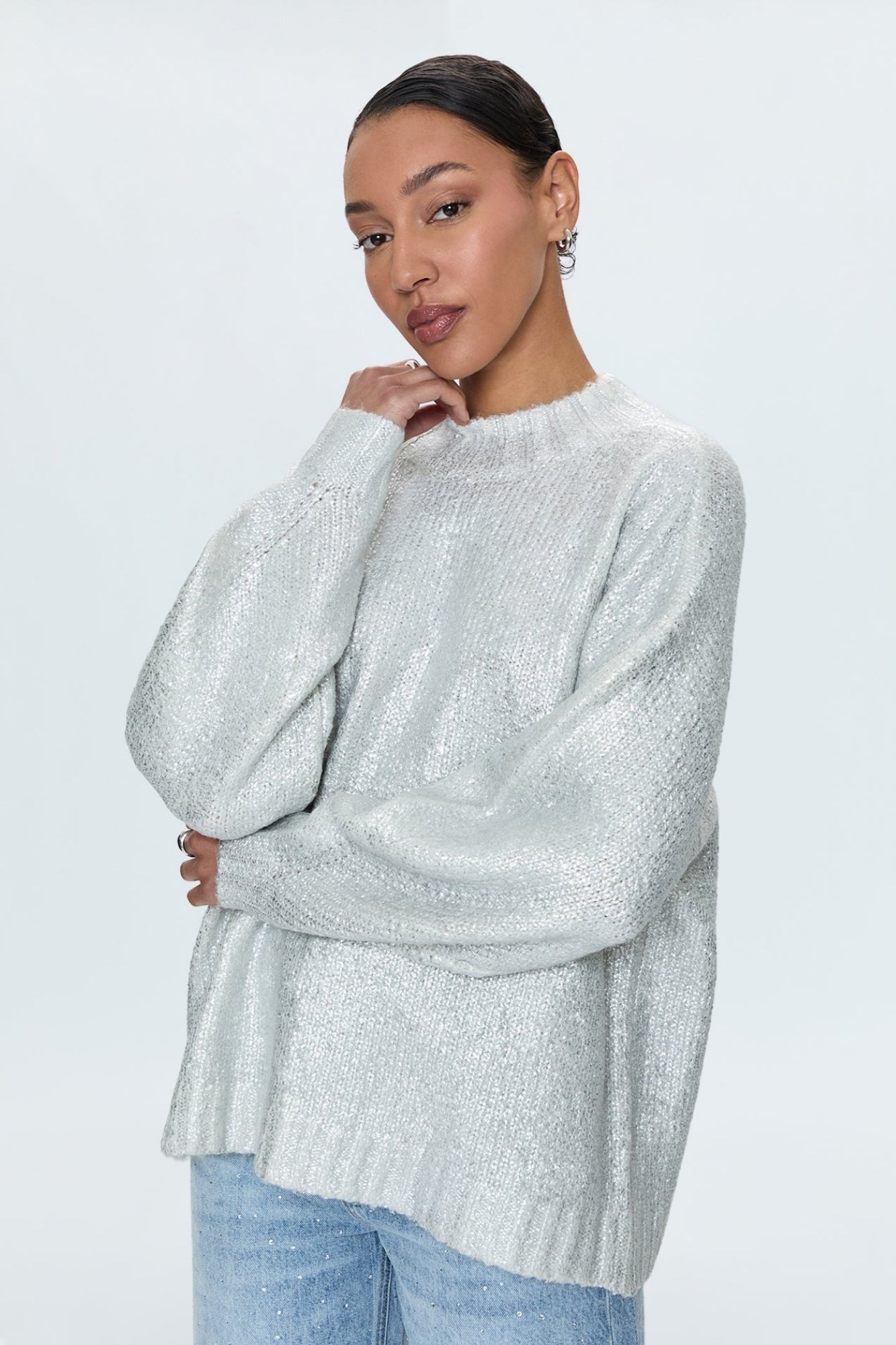 CARLEN MOCK NECK SNOW DISCO SWEATER